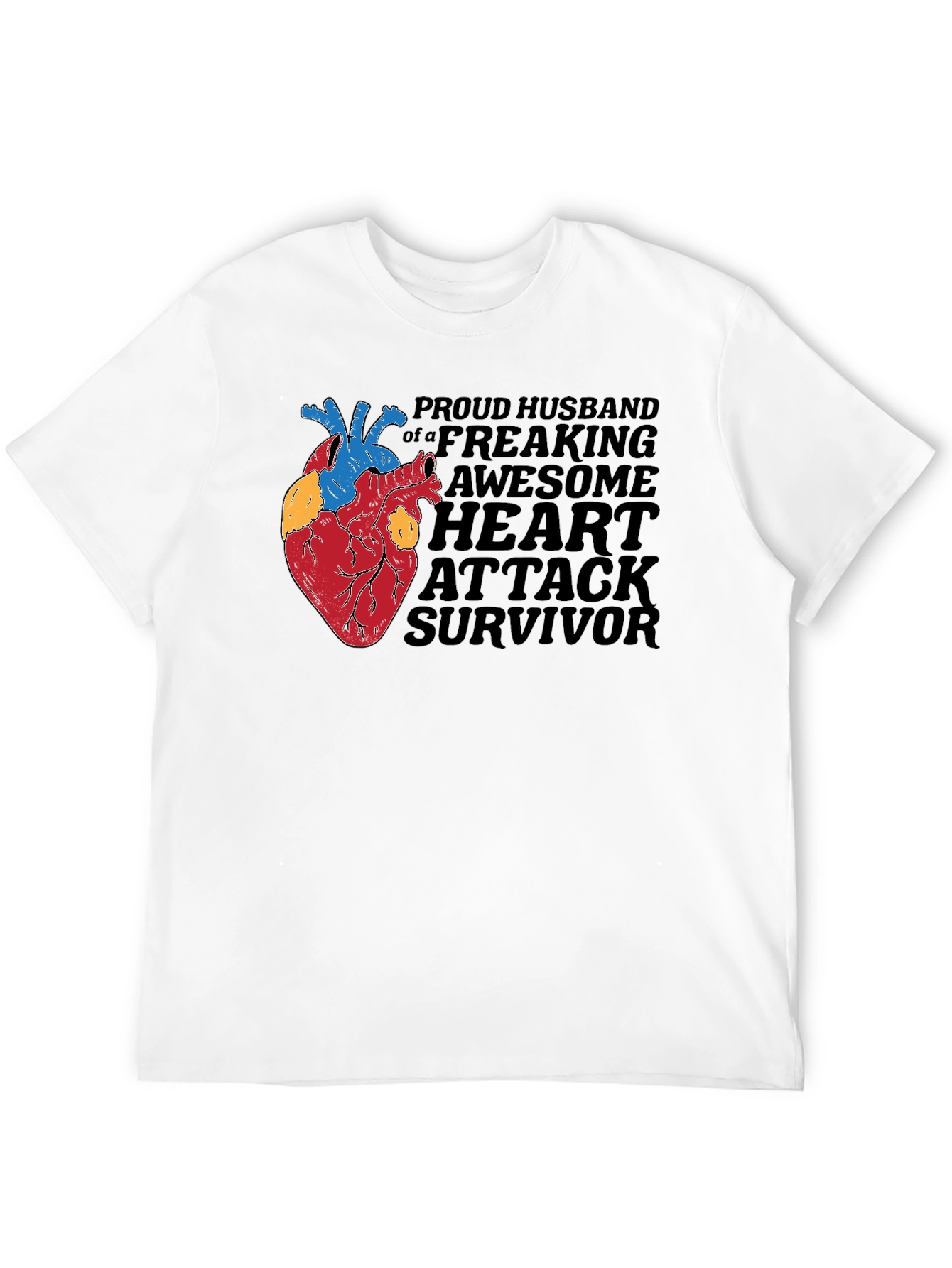 Proud Husband Heart Attack Survivor Graphic Tee - 12