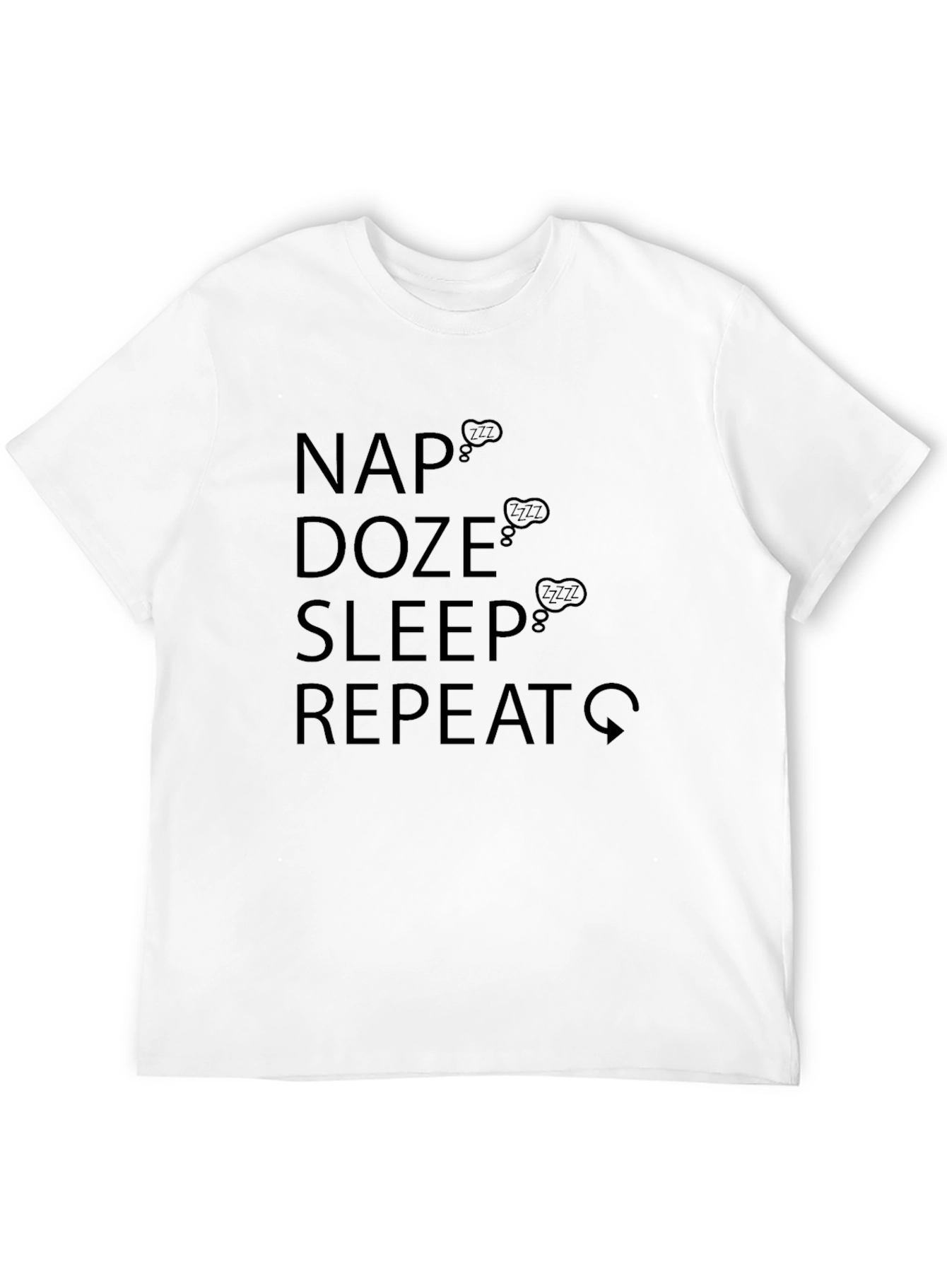 Black Nap Doze Sleep Repeat Men's Black Graphic Tee view 12