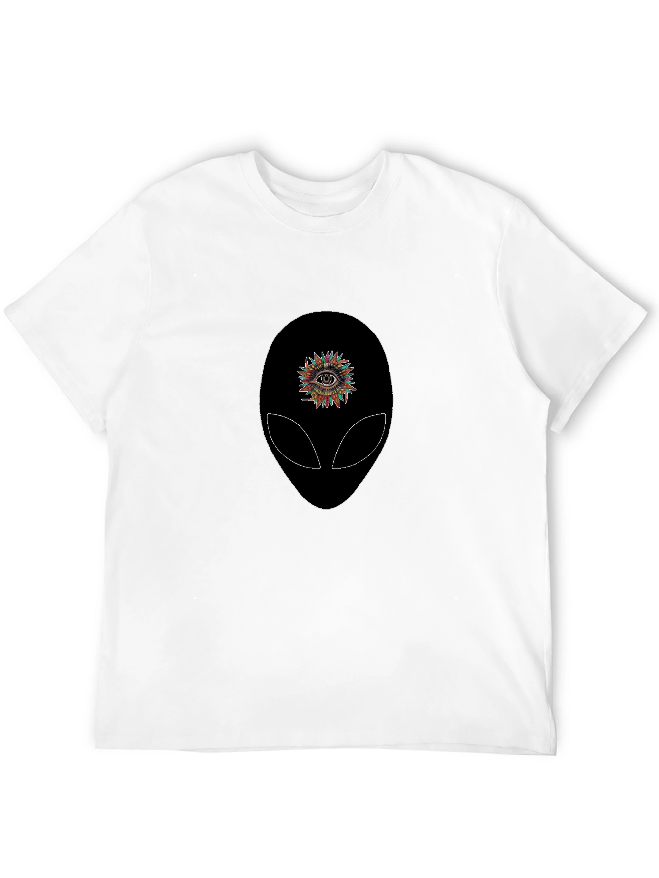 Black Alien Eye Graphic Tee - Black Cotton T-Shirt view 12