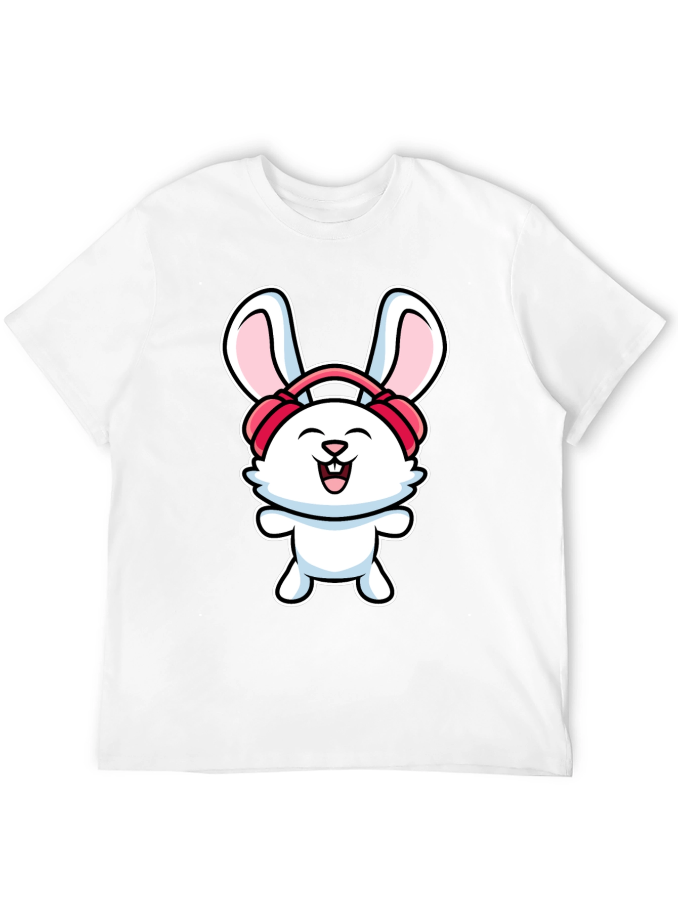 Black Bunny Headphones Graphic T-Shirt view 12