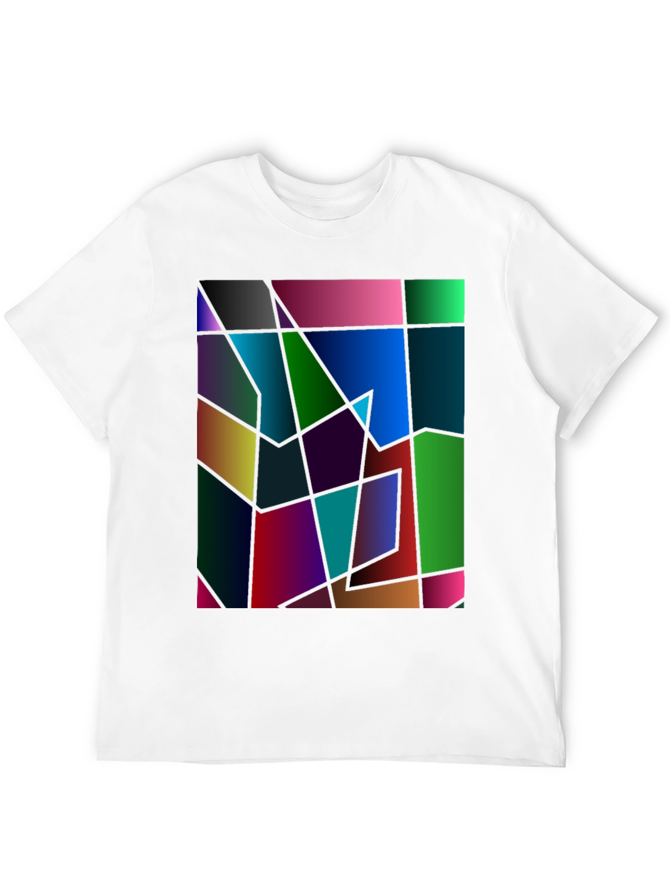 Black Abstract Geometric Print Black T-Shirt view 12