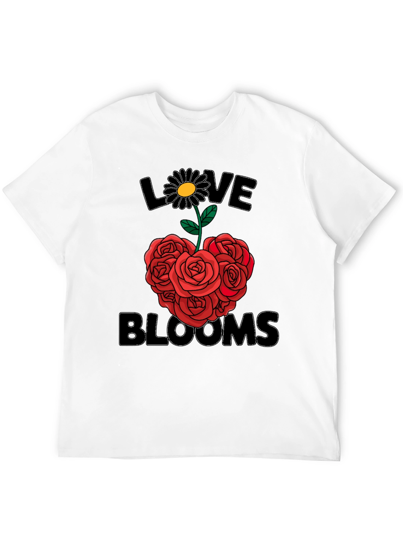 Black Love Blooms T-Shirt - Floral Heart Design view 12