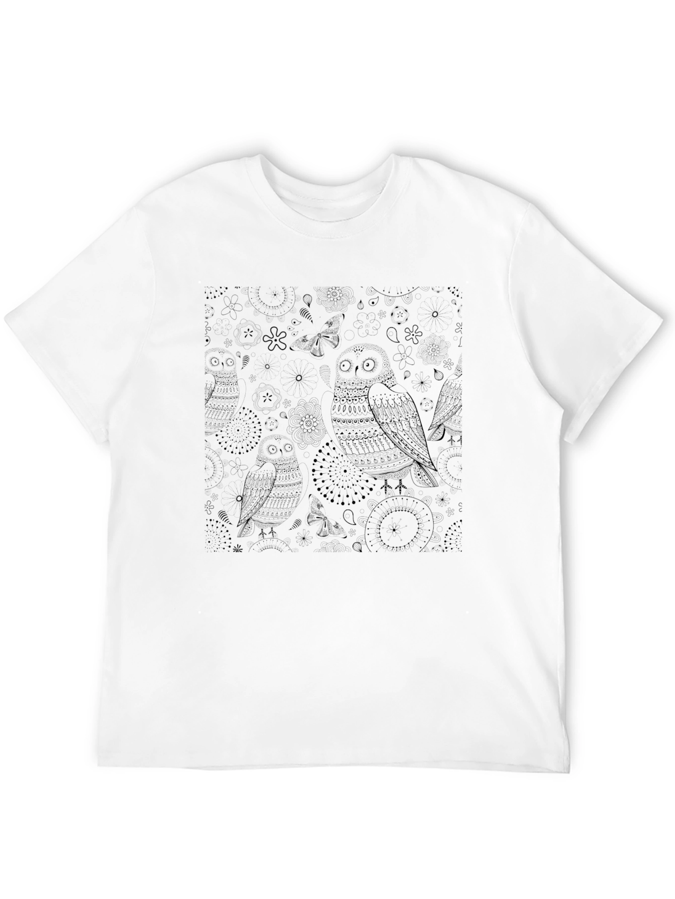Black Black Owl Print T-Shirt - Stylish Casual Wear view 12