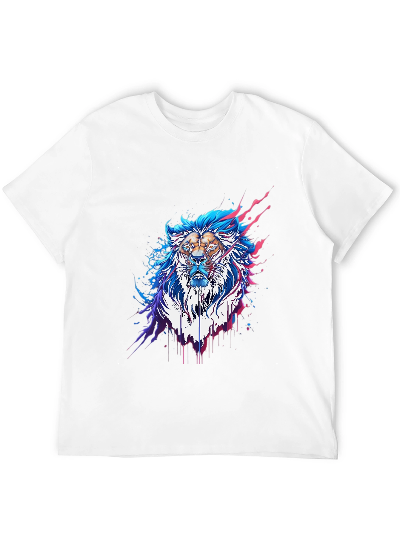 Black Abstract Lion Graphic Tee - Stylish Men's Black T-Shirt view 12