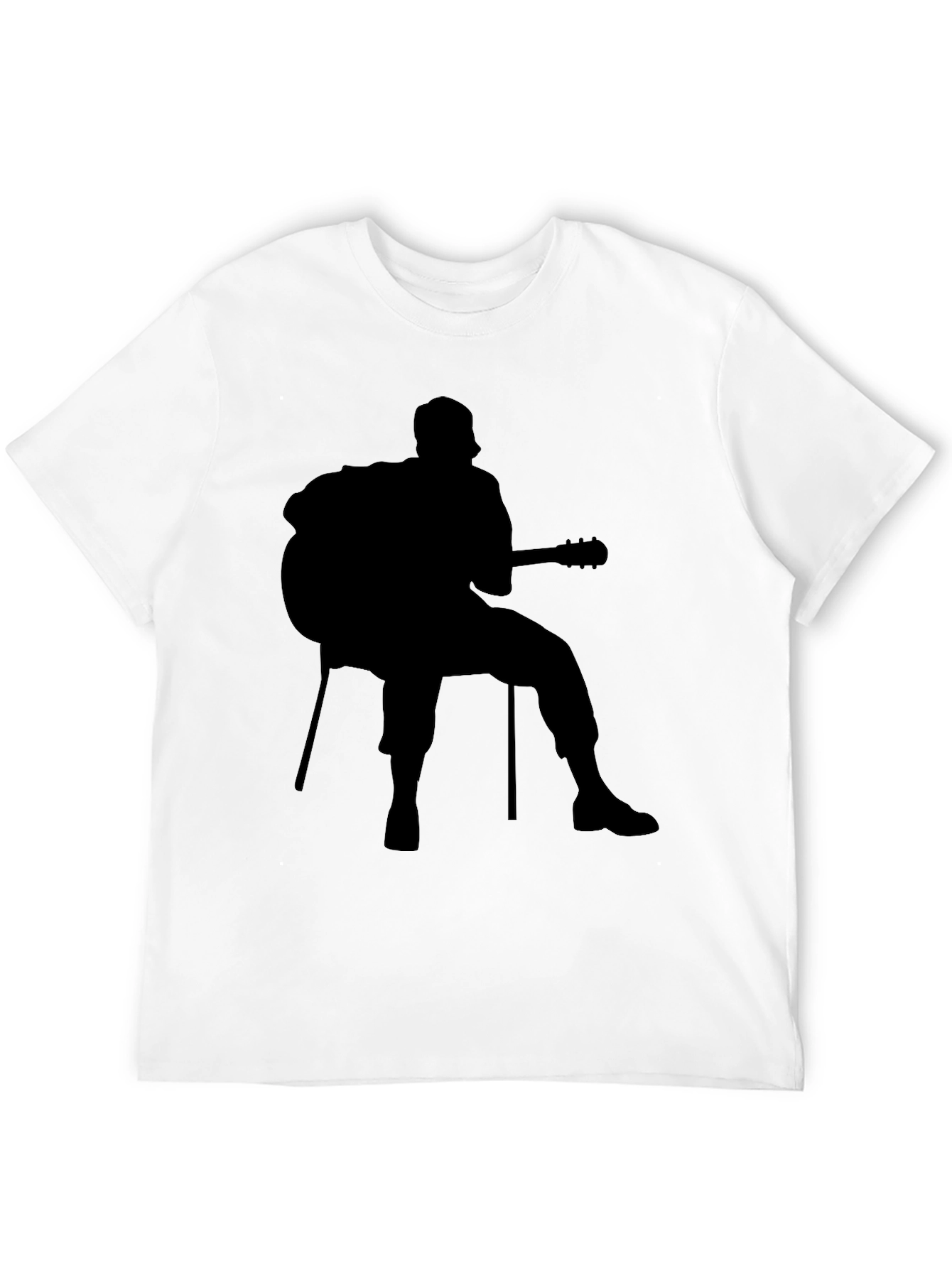 Black Silhouette Guitar Player T-Shirt - Casual Style view 12