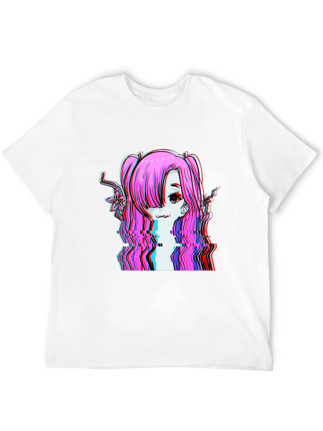 Glitch Anime Girl T-Shirt - Edgy Vaporwave Style - 12