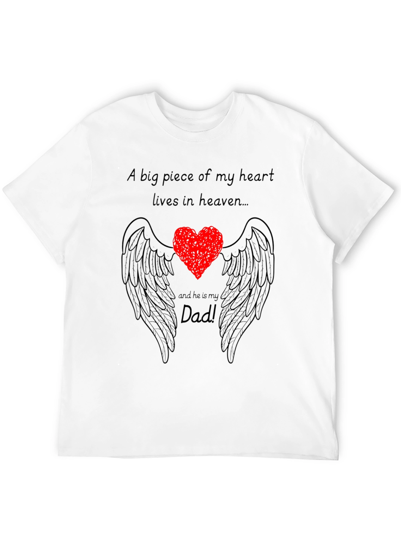 Black In Loving Memory Dad T-Shirt - Heart and Wings Design view 12