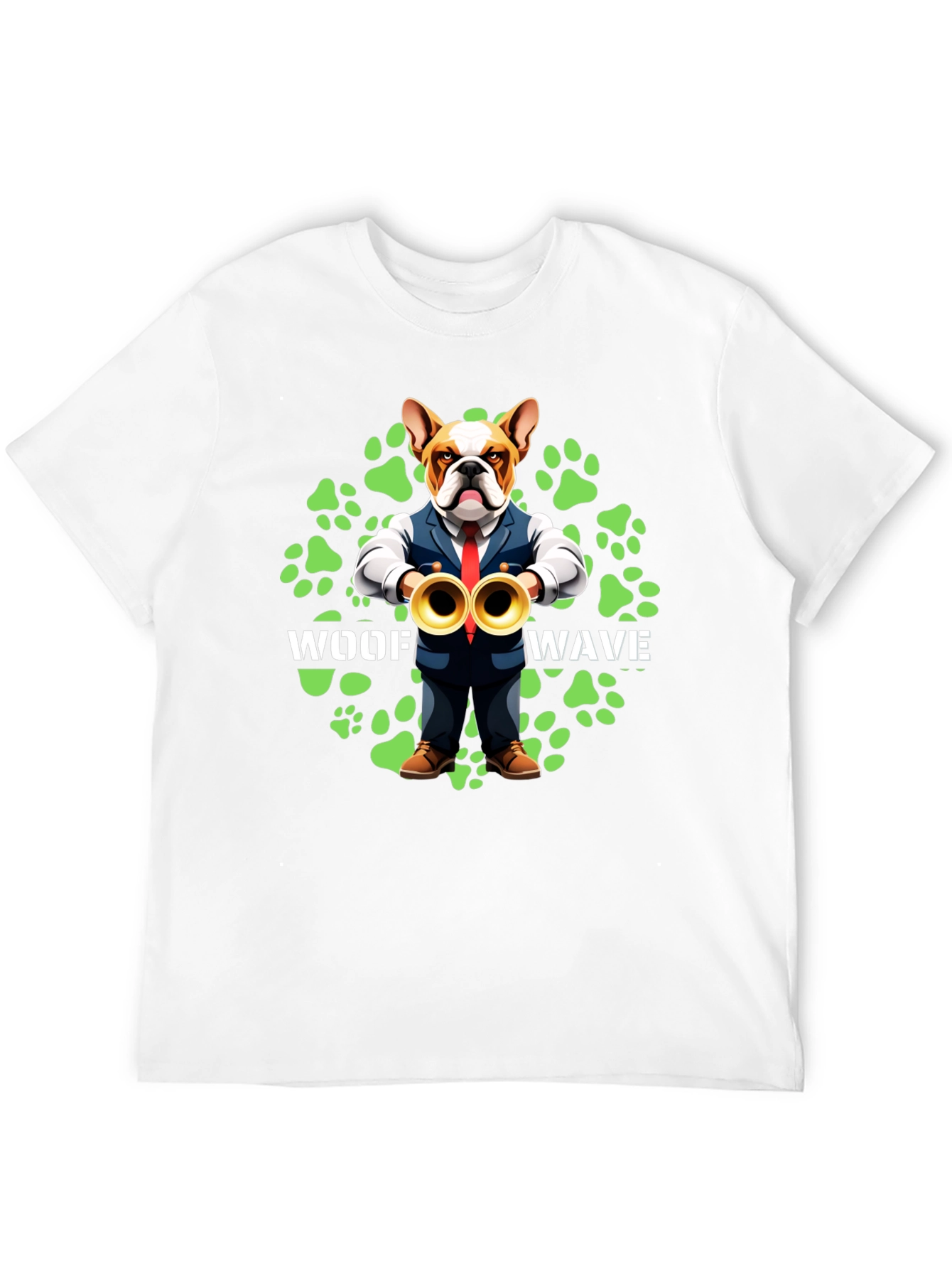 Black Woof Wave Bulldog Musician T-Shirt view 12