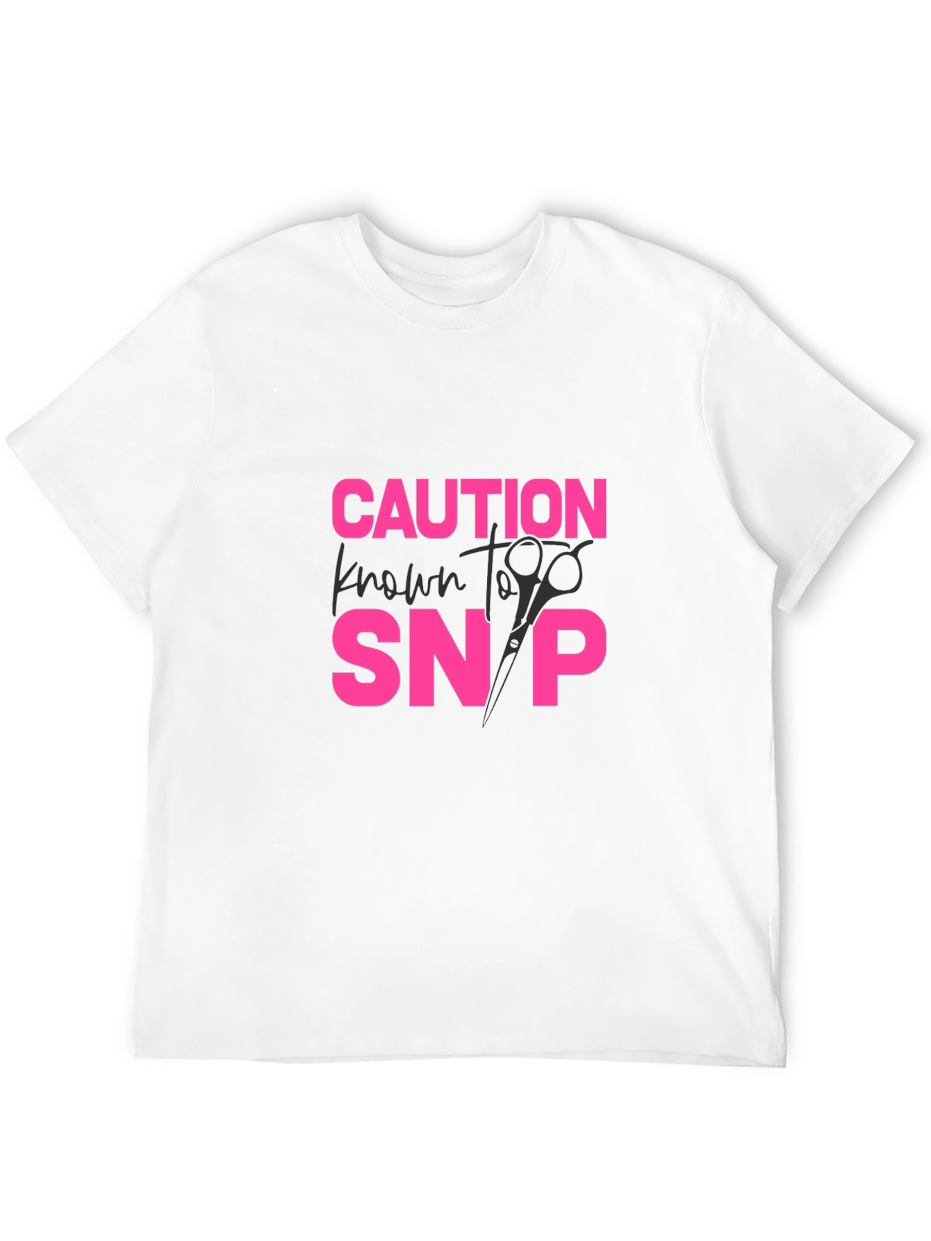 Black Caution Known to Snip T-Shirt - Hair Stylist Tee view 12