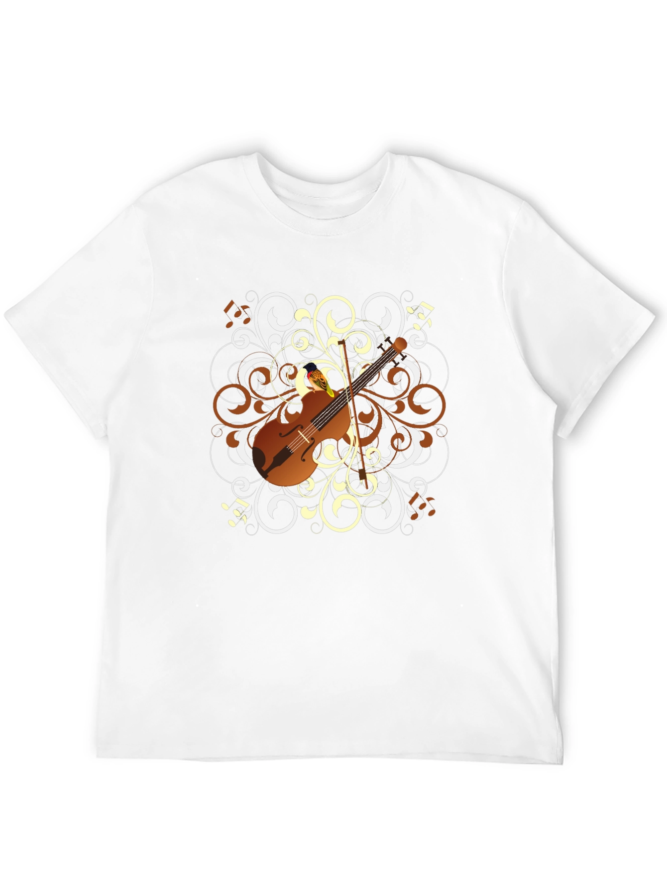 Black Ornate Cello Graphic Black T-Shirt view 12