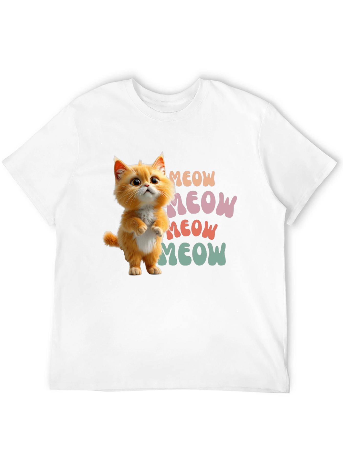 Black Cute Cartoon Cat Meow Graphic T-Shirt view 12