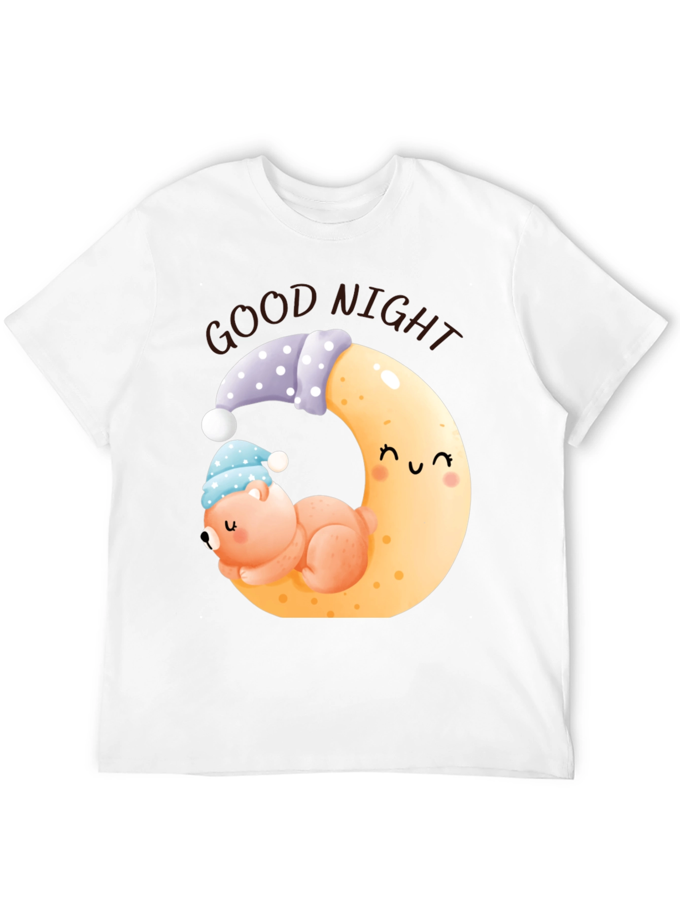 Black Good Night Bear Moon Graphic Black T-Shirt view 12