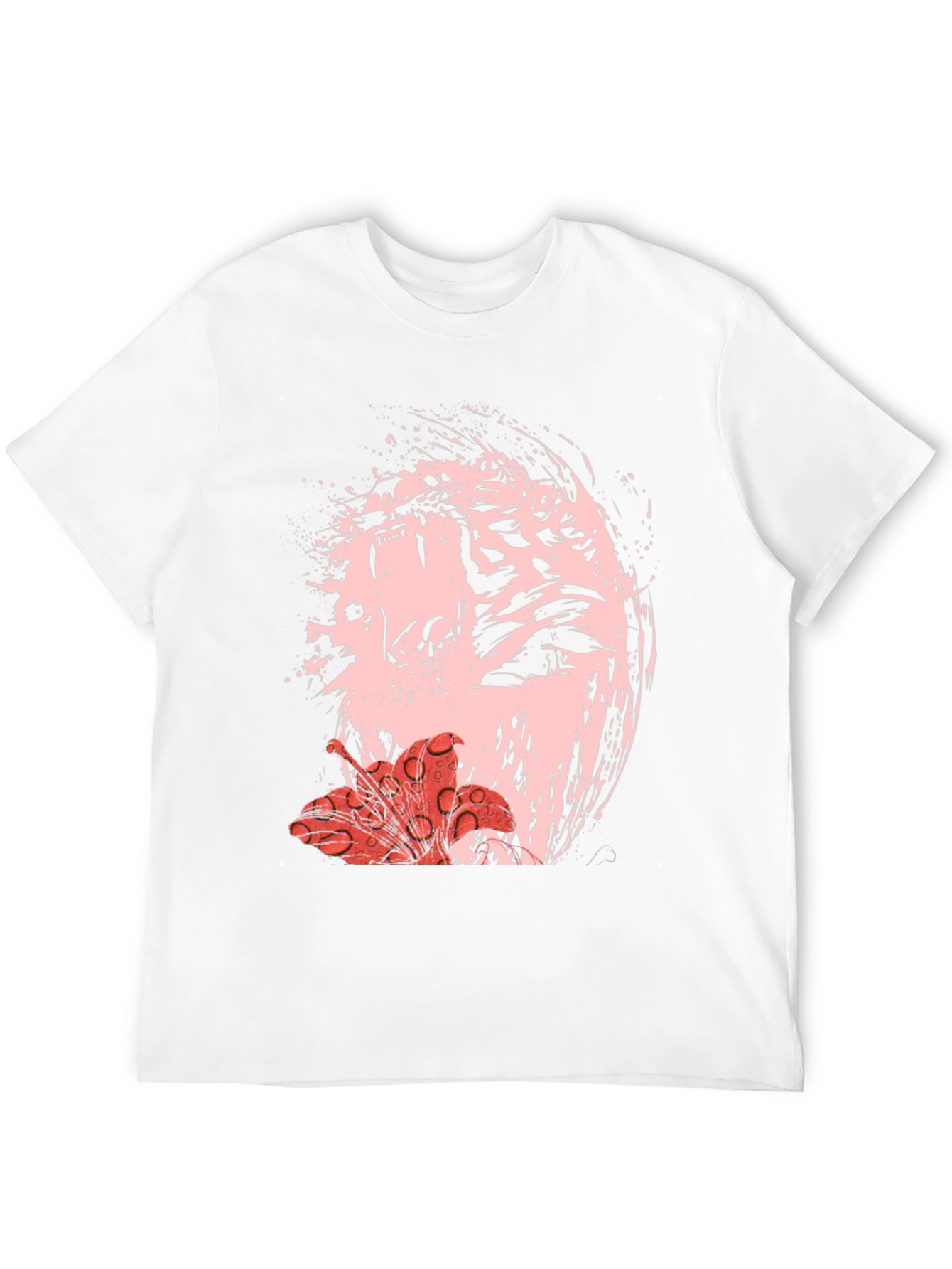 Black Abstract Tiger & Flower Graphic Black Tee view 12