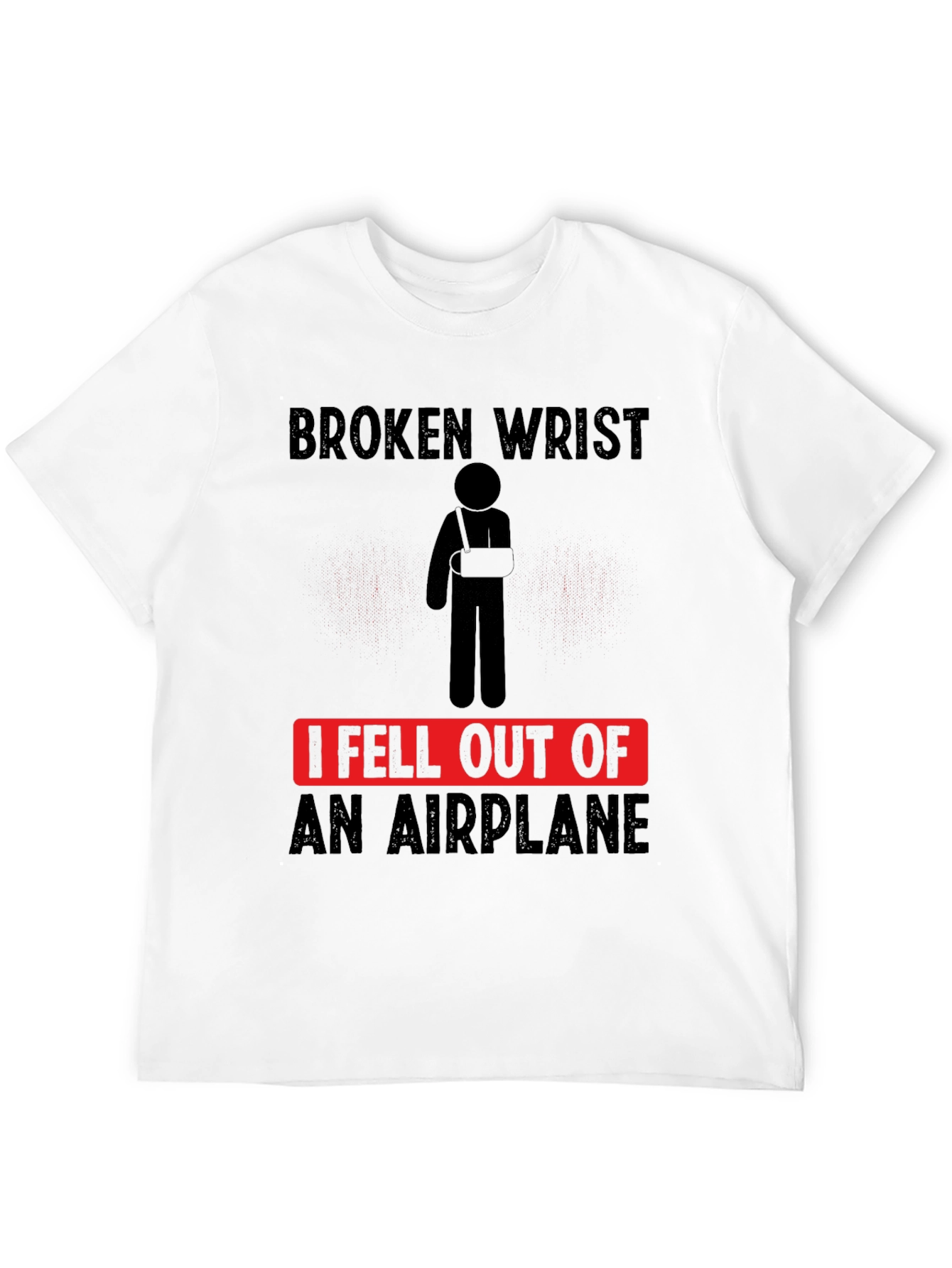 Black Broken Wrist Airplane T-Shirt Funny Injury Tee view 12