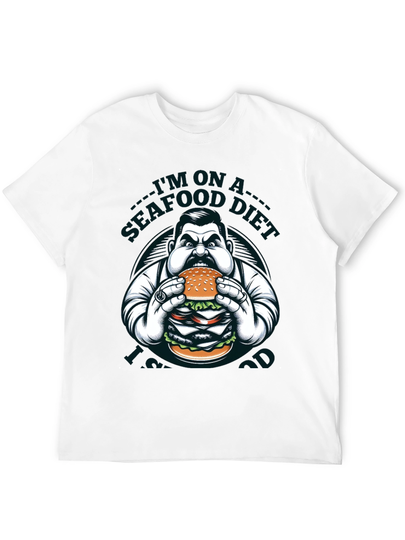 Black Seafood Diet Funny Graphic Tee view 12