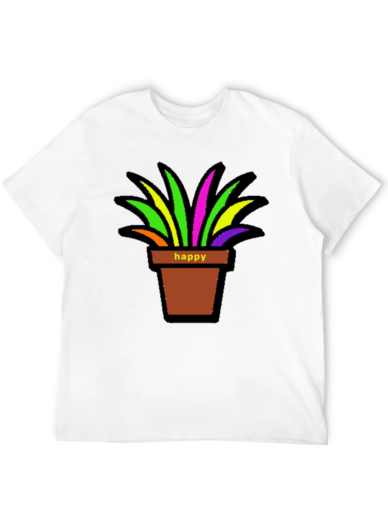 Black Happy Potted Plant Graphic T-Shirt view 12