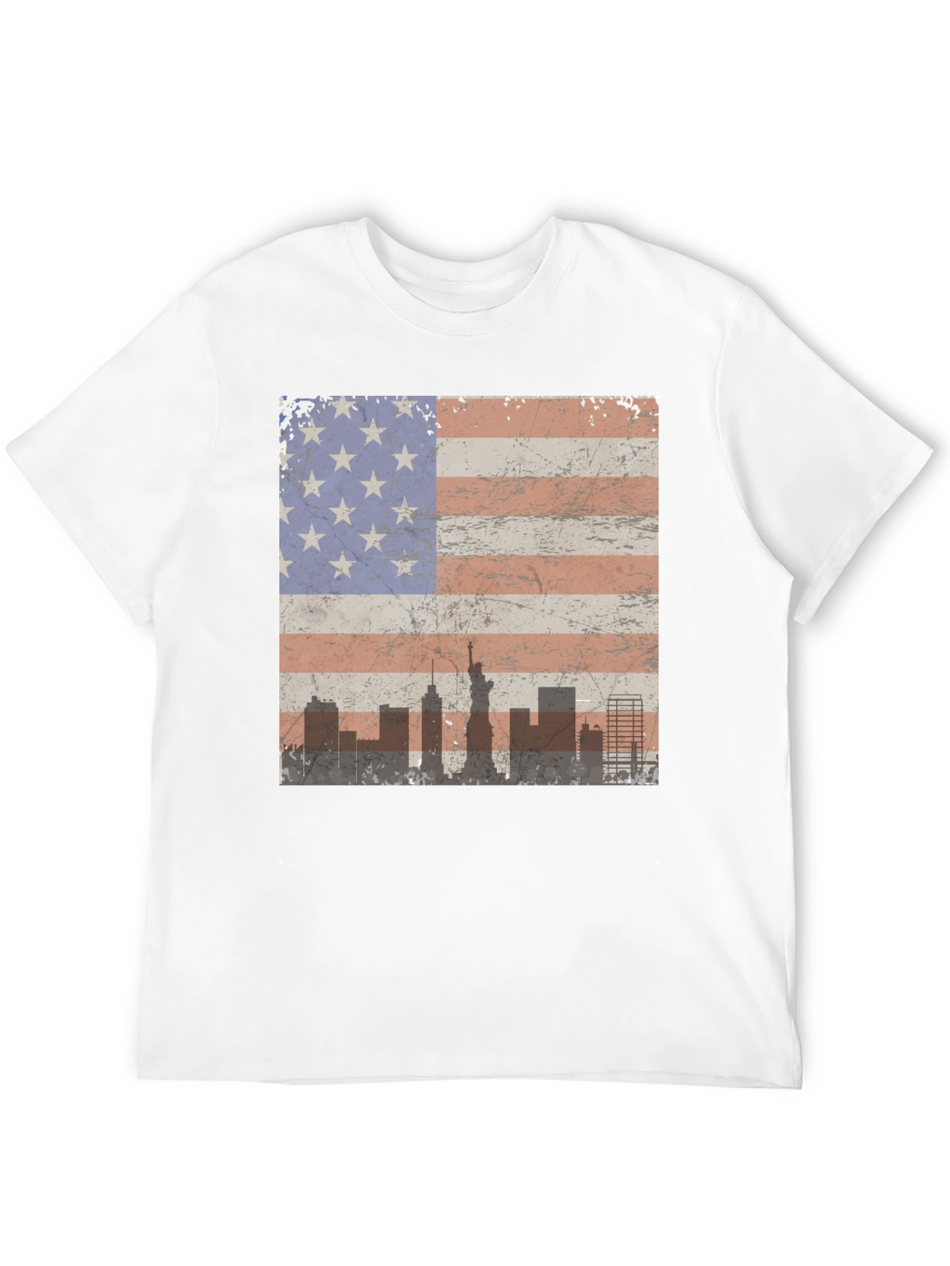 Black American Flag Skyline Graphic Tee - Patriotic Style view 12