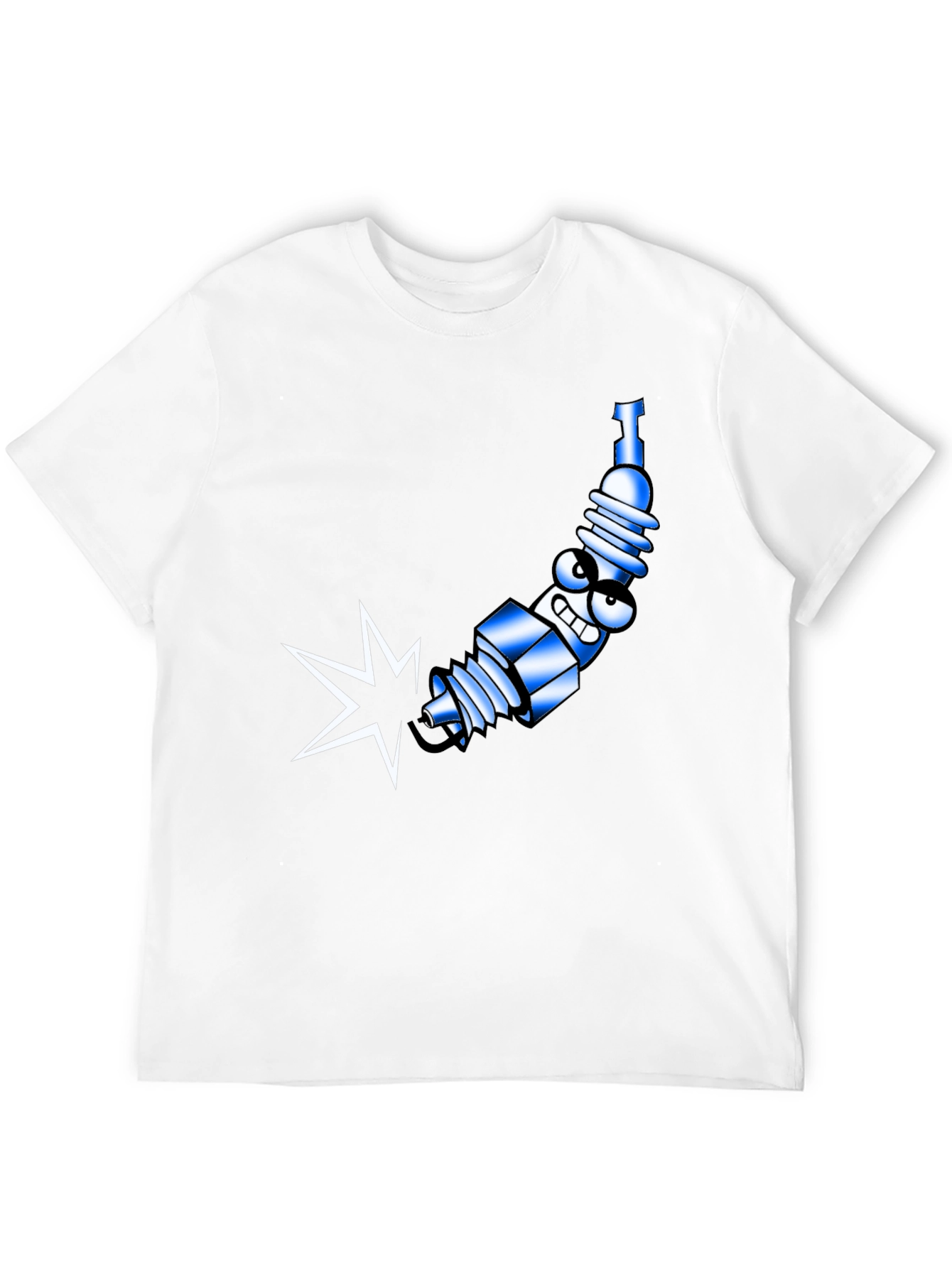 Black Spark Plug Cartoon Graphic Tee - Black Cotton Blend view 12