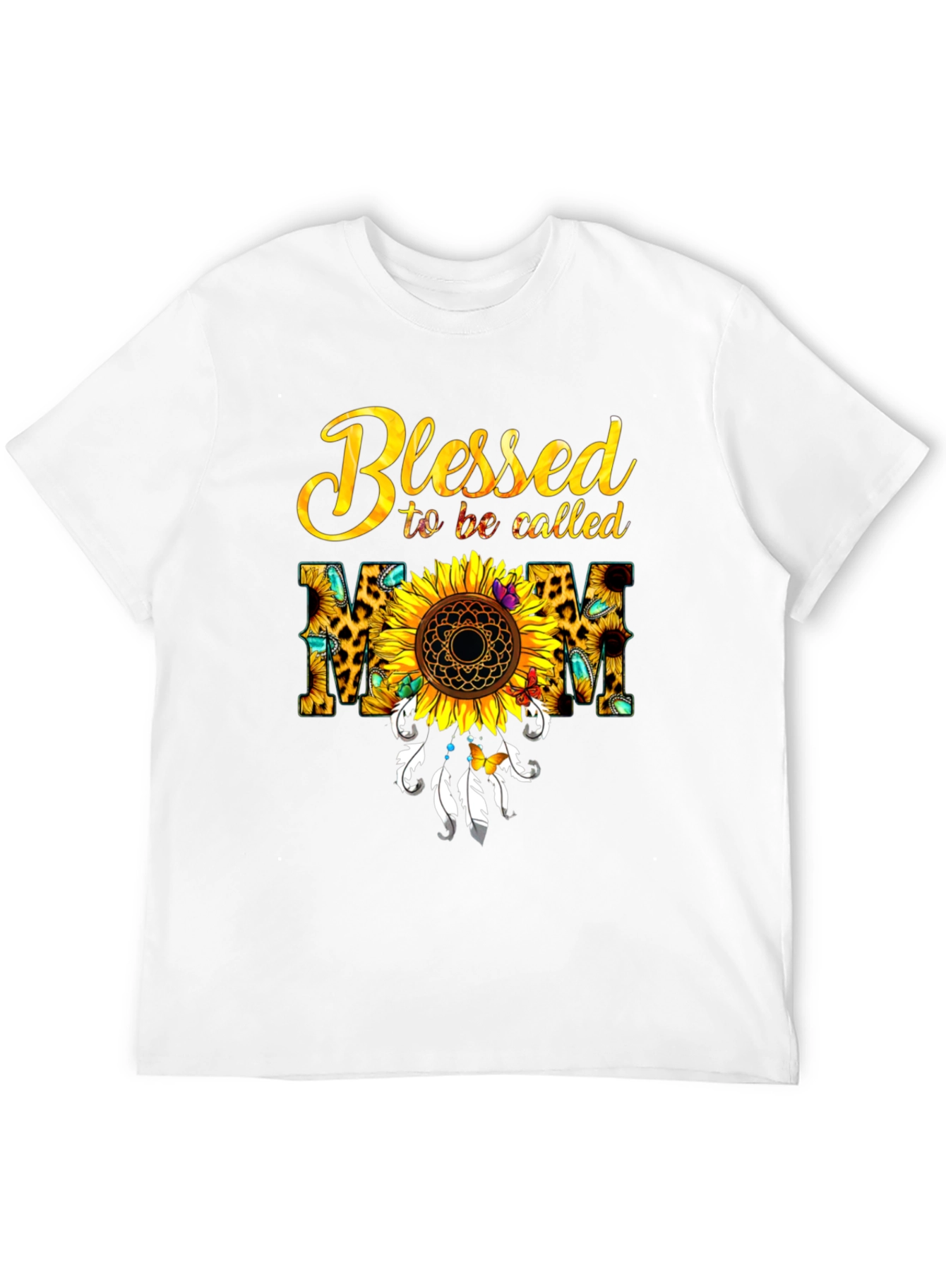 Black Blessed Mom Sunflower T-Shirt view 12