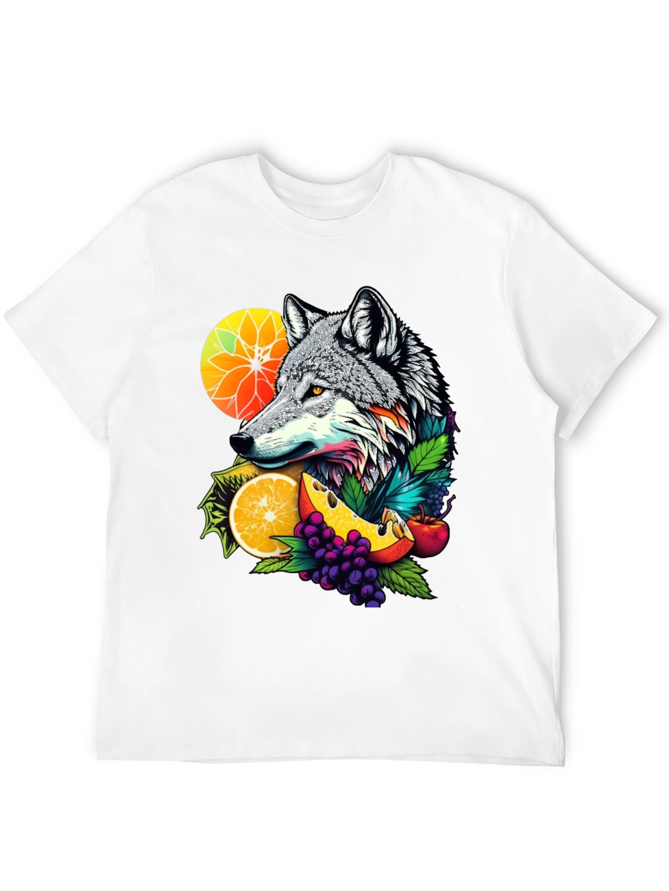 Black Wolf & Fruit Graphic Tee - Unique Design view 12
