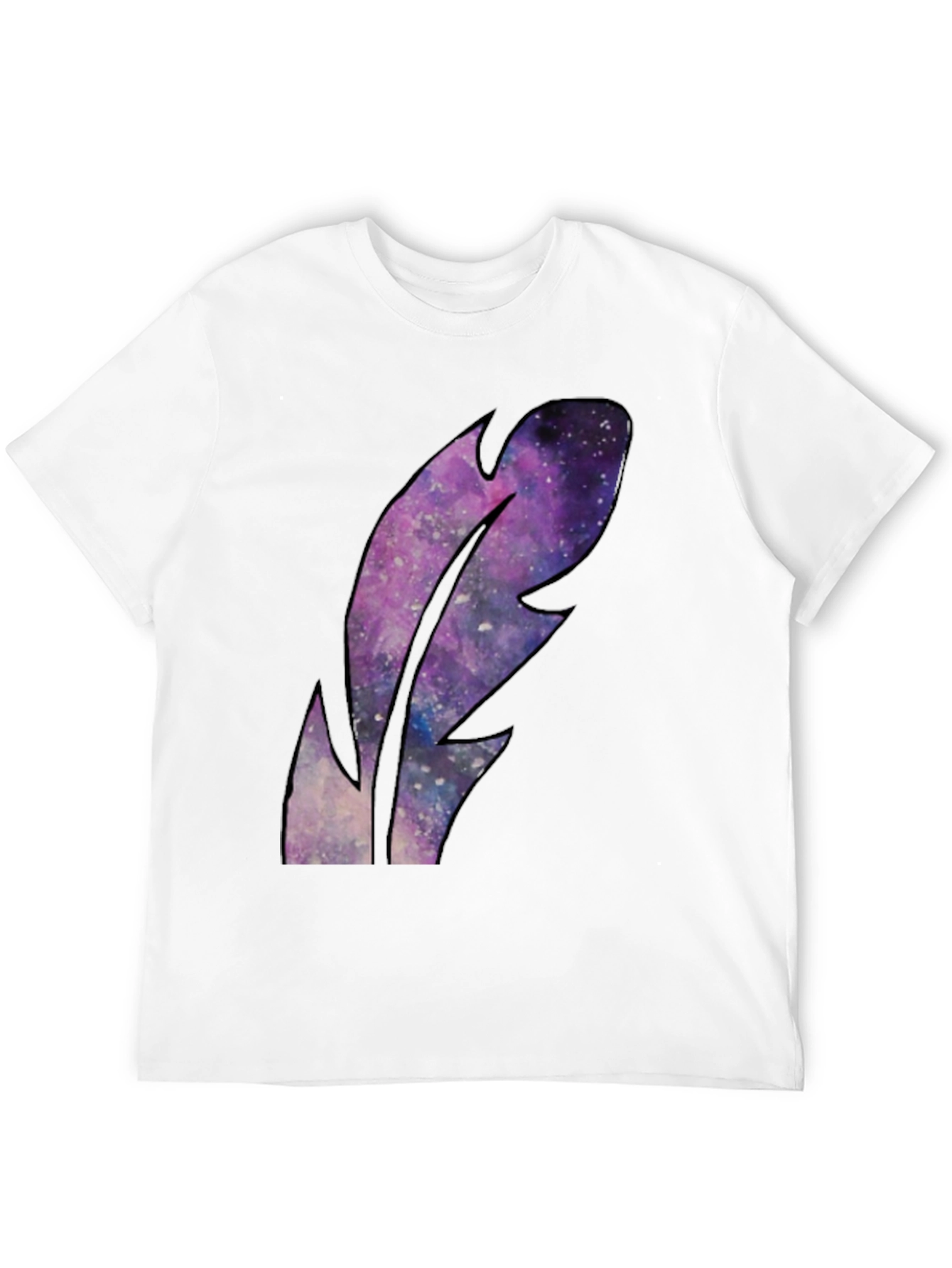 Black Galaxy Feather Graphic Black T-Shirt view 12