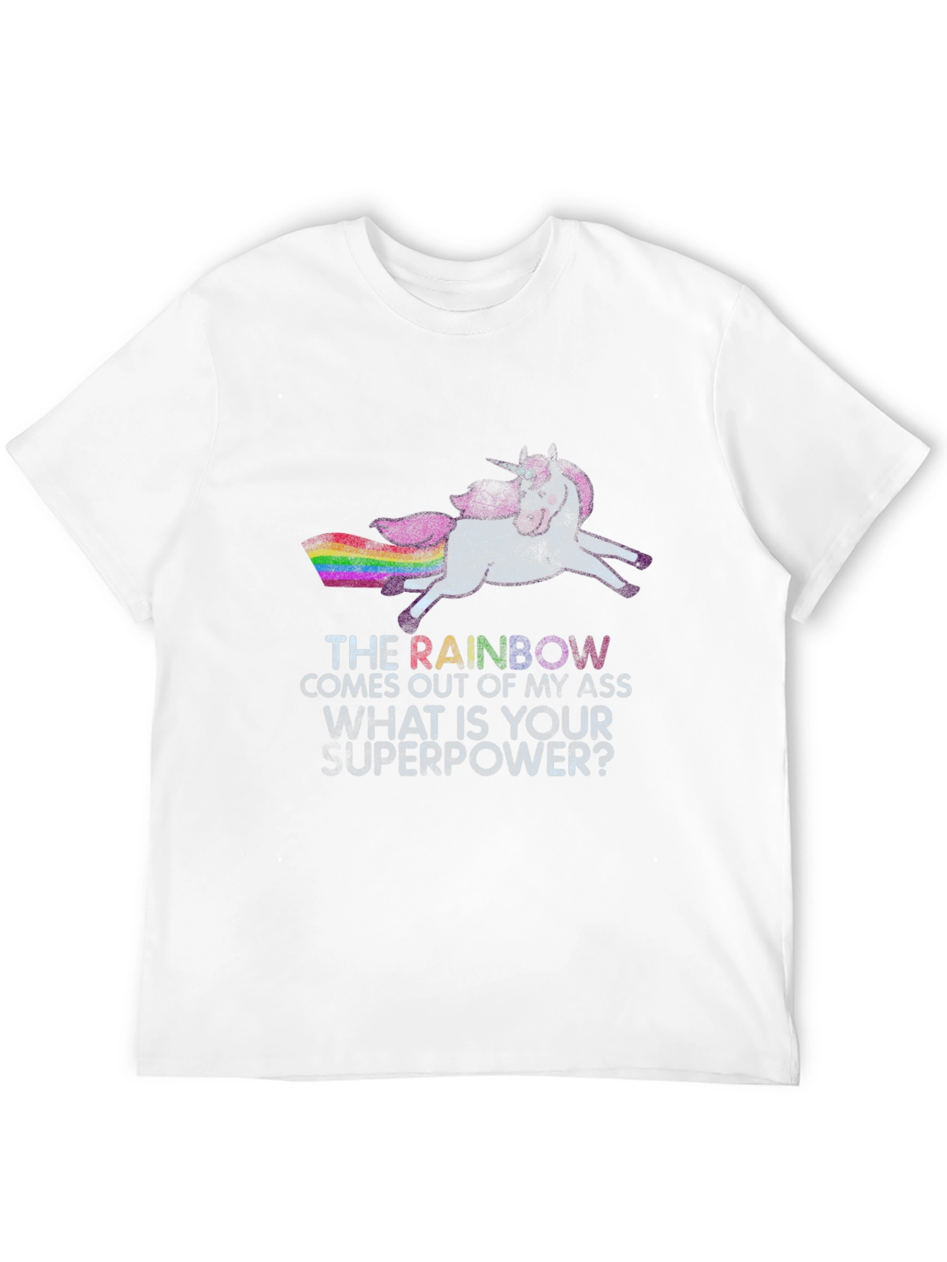 Black Rainbow Unicorn Superpower T-Shirt - Black Cotton Tee view 12