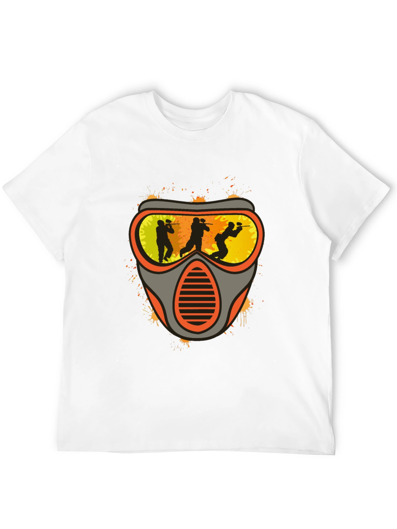 Black Paintball Mask Graphic Tee - Black Cotton Shirt view 12