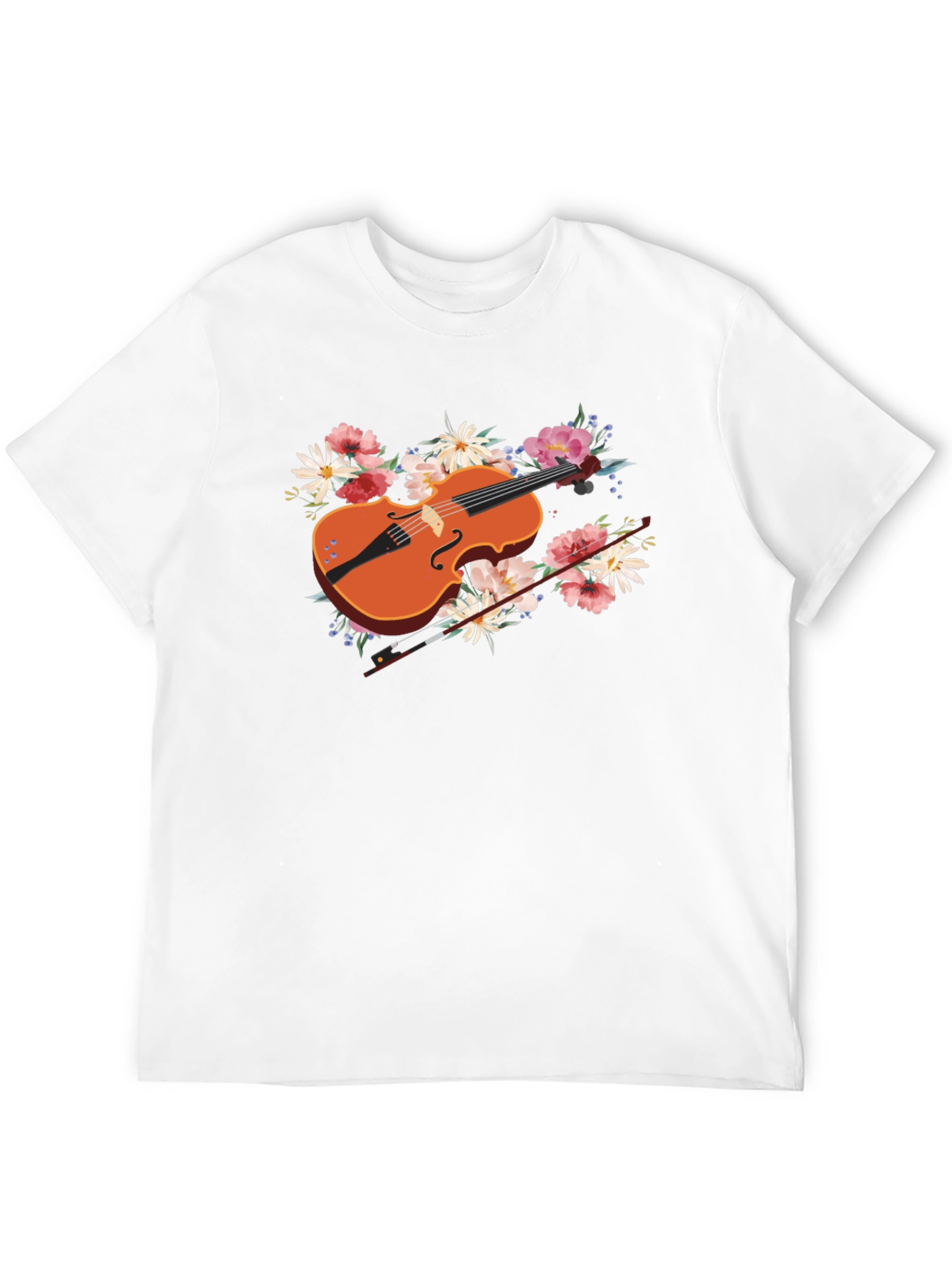 Black Floral Violin Graphic Tee - Stylish Music Lover's Shirt view 12