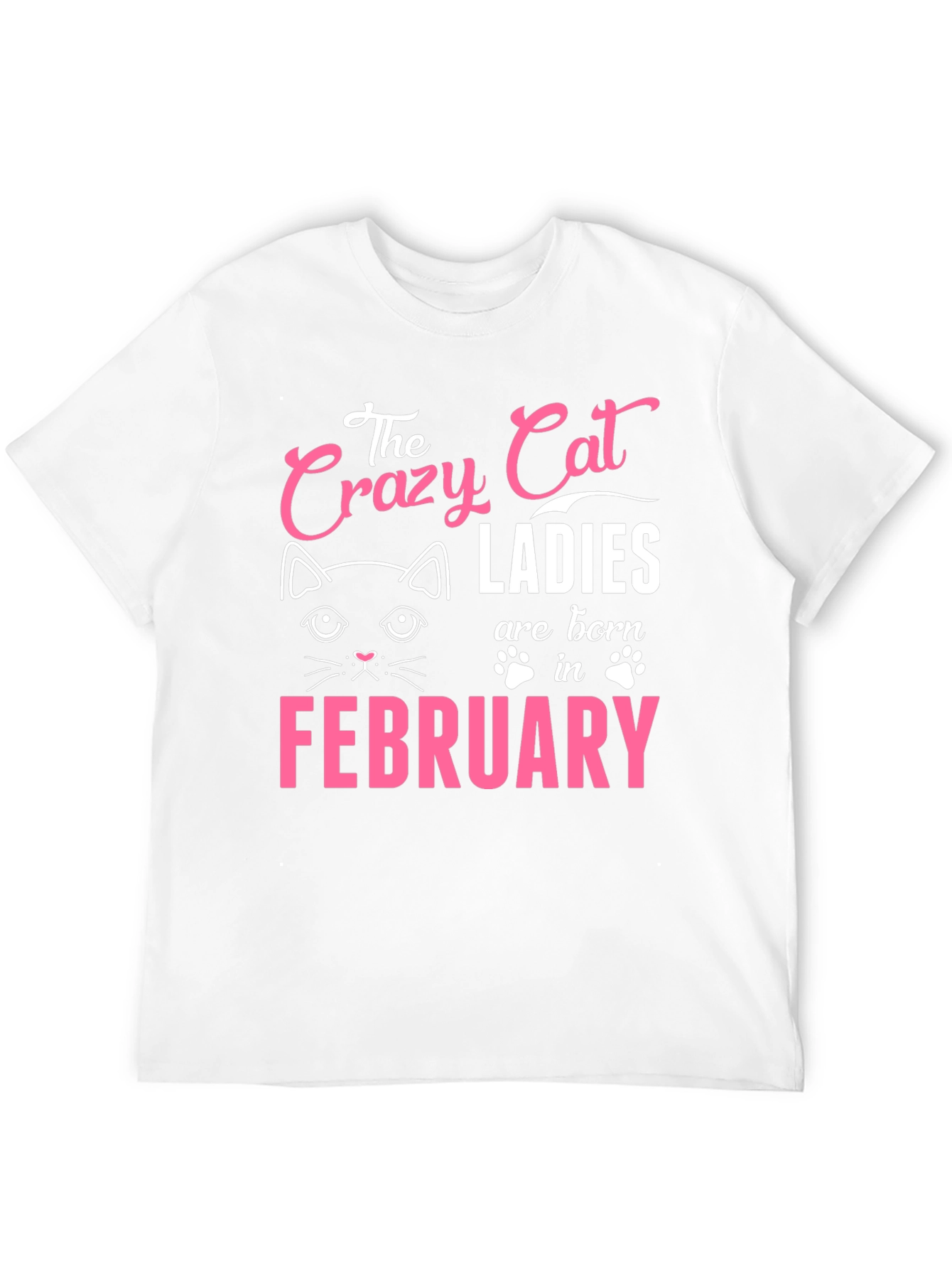 Black Crazy Cat Ladies Born in February T-Shirt view 12