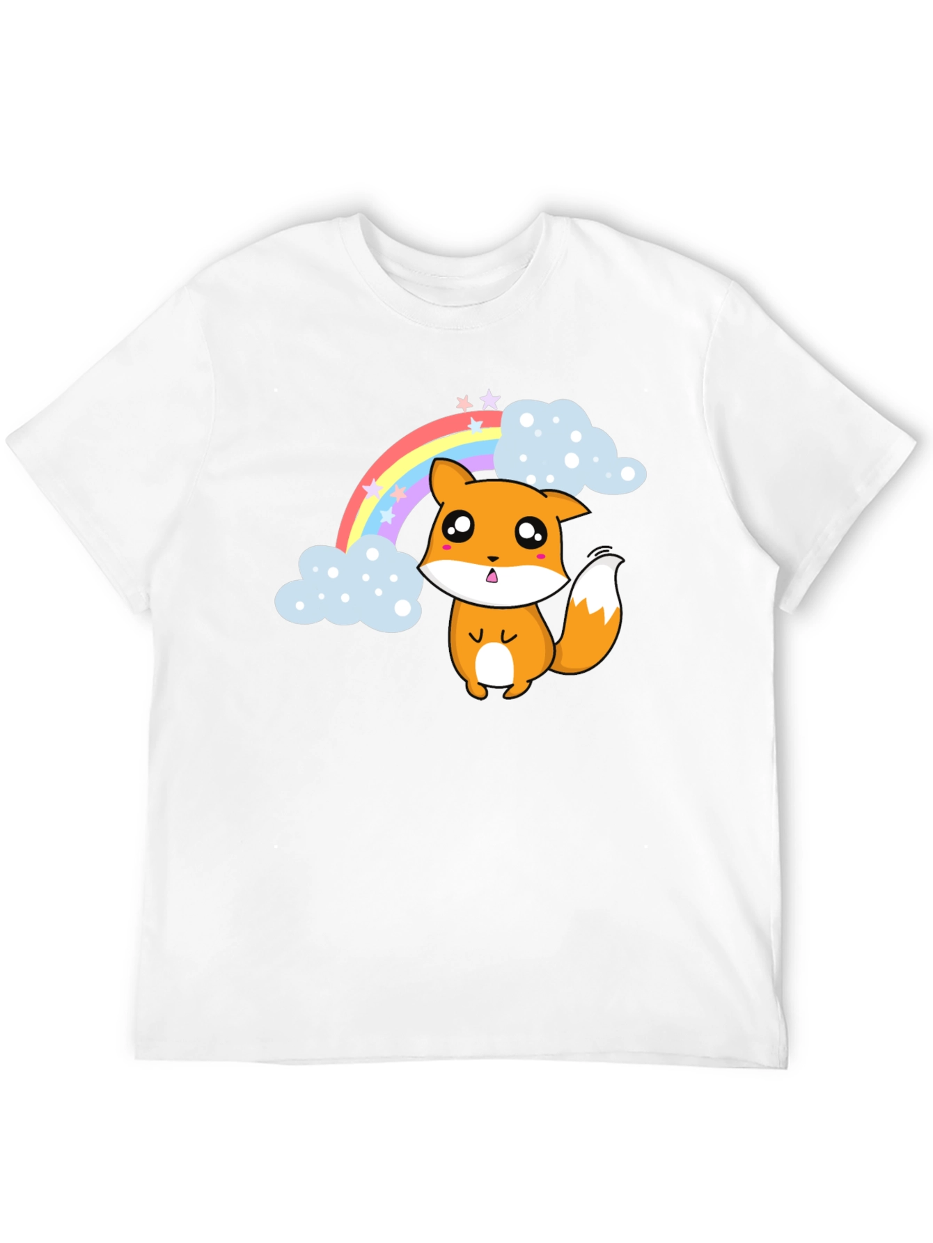 Black Kawaii Fox Rainbow T-Shirt - Cute & Comfy view 12