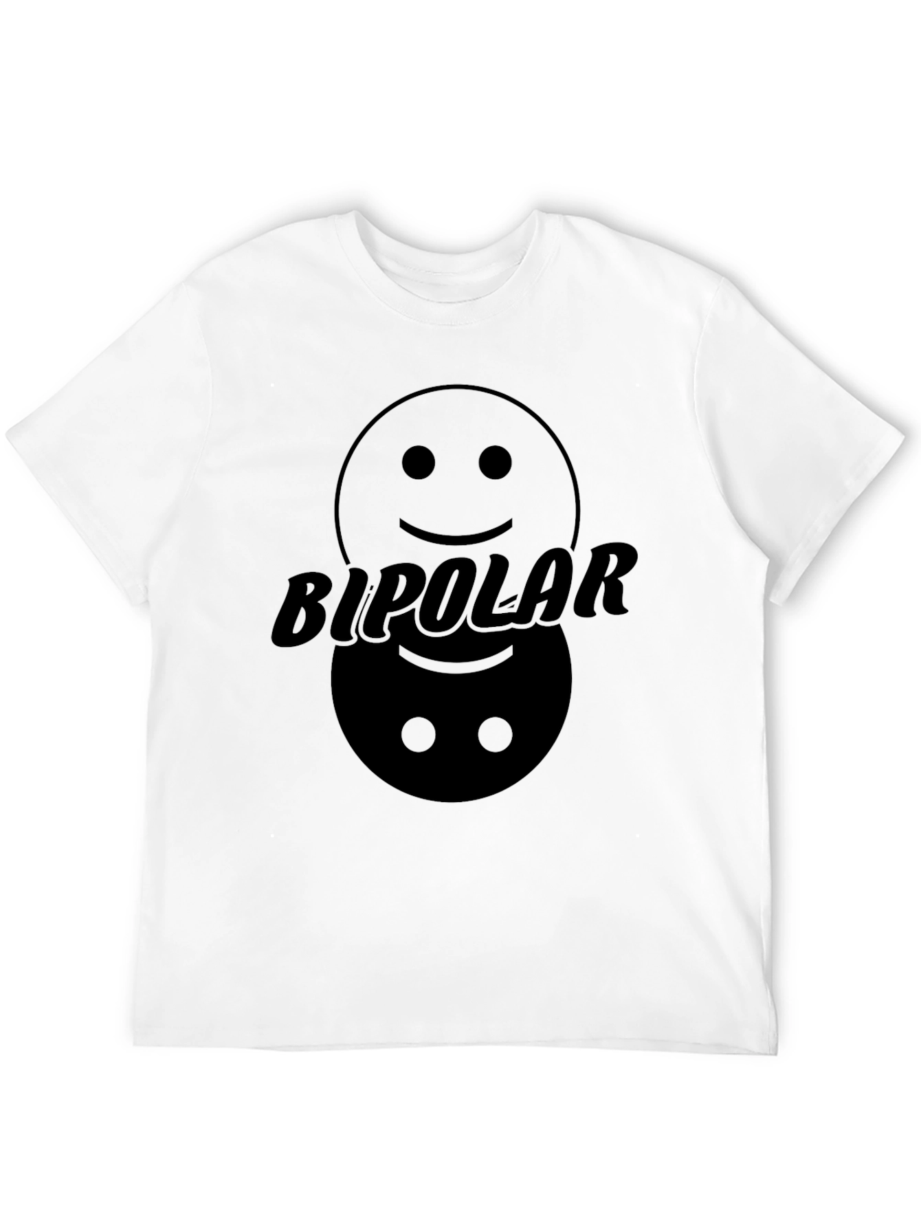 Black Bipolar Graphic T-Shirt: Happy & Sad Faces view 12