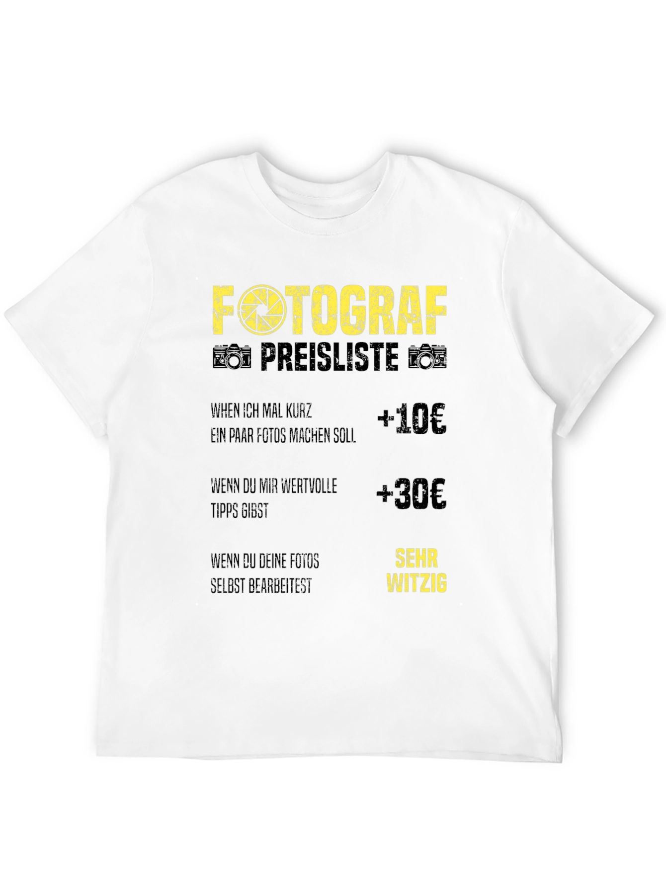 Black Funny Photographer Price List Black T-Shirt view 12