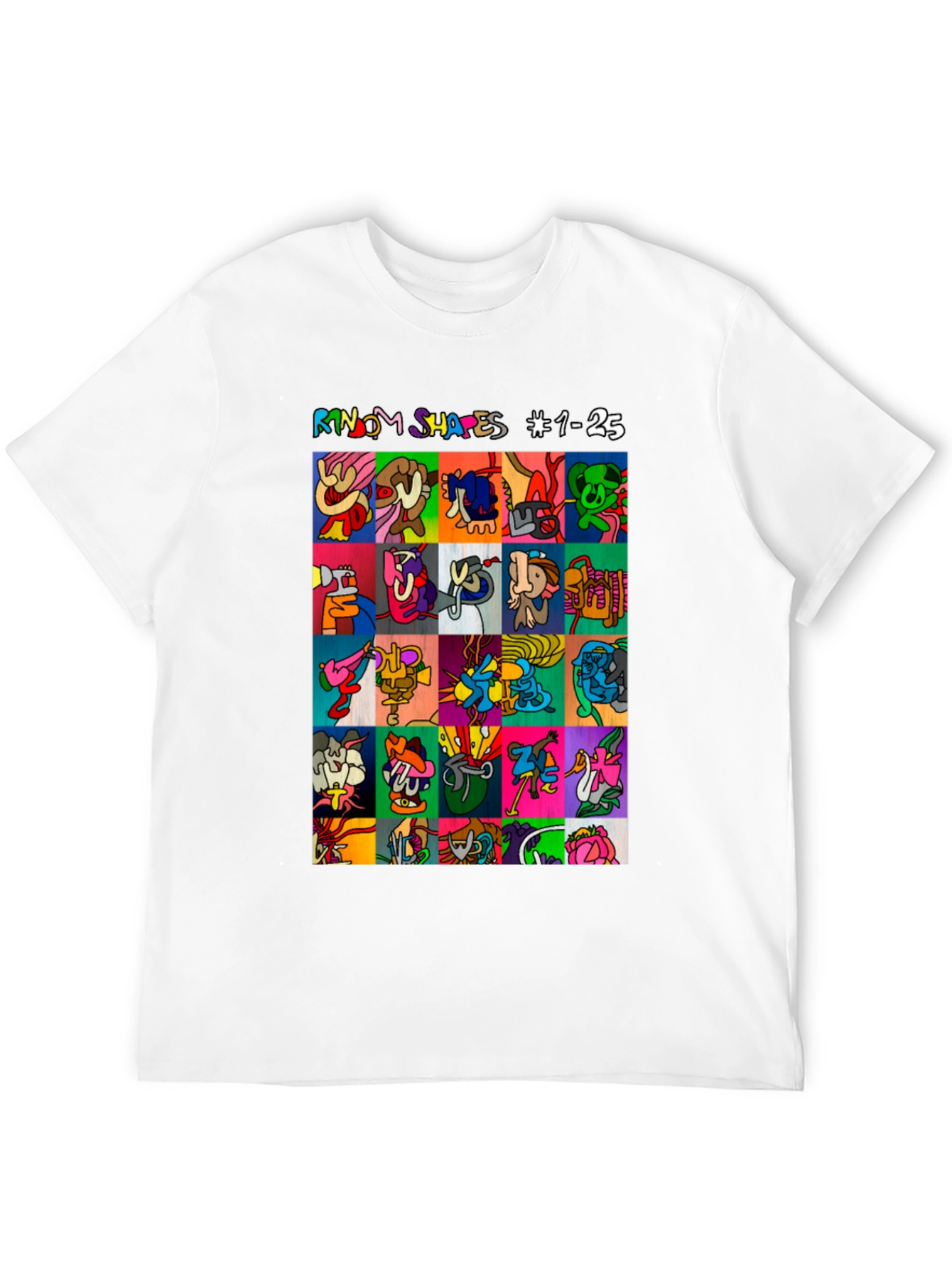 Black Abstract Art T-Shirt: 'Random Shapes' Graphic Tee view 12