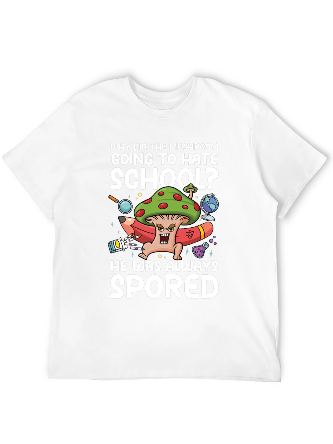 Black Mushroom School T-Shirt Funny Pun Tee view 12
