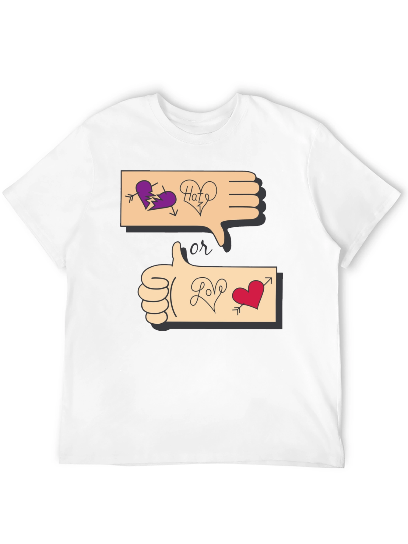 Black Love or Hate Graphic T-Shirt view 12