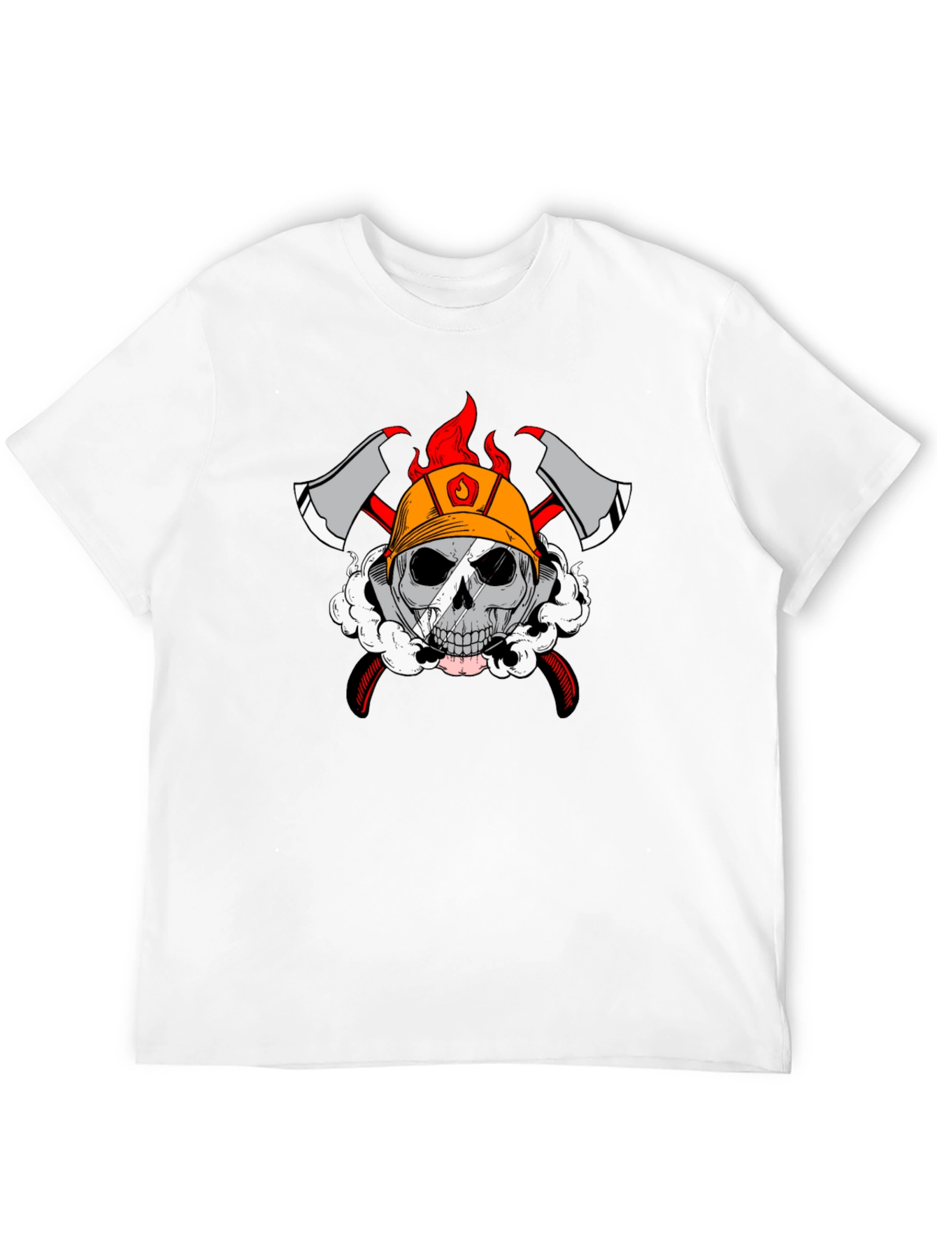 Black Firefighter Skull Graphic T-Shirt view 12