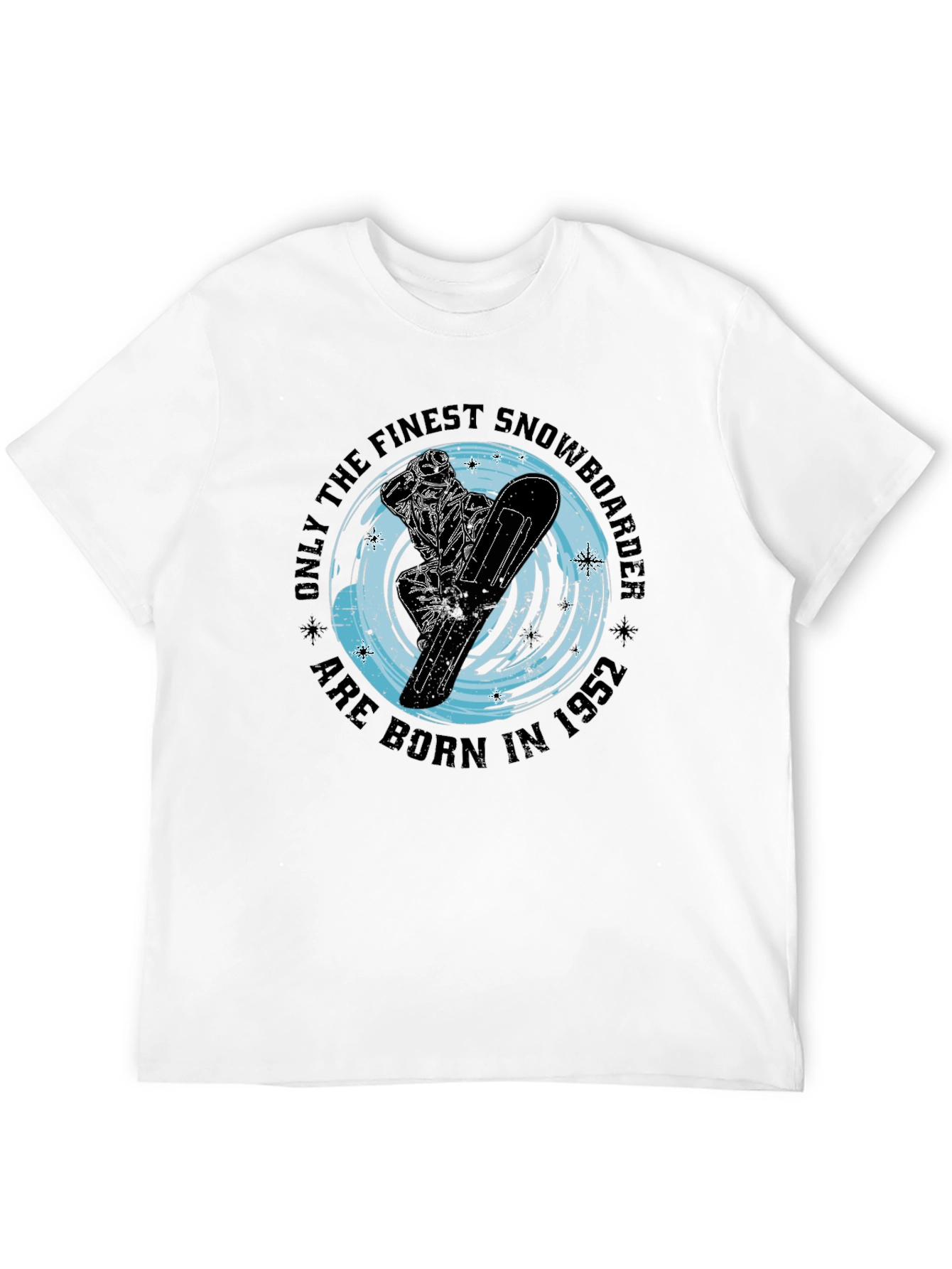 Black Finest Snowboarder Born in 1952 T-Shirt view 12