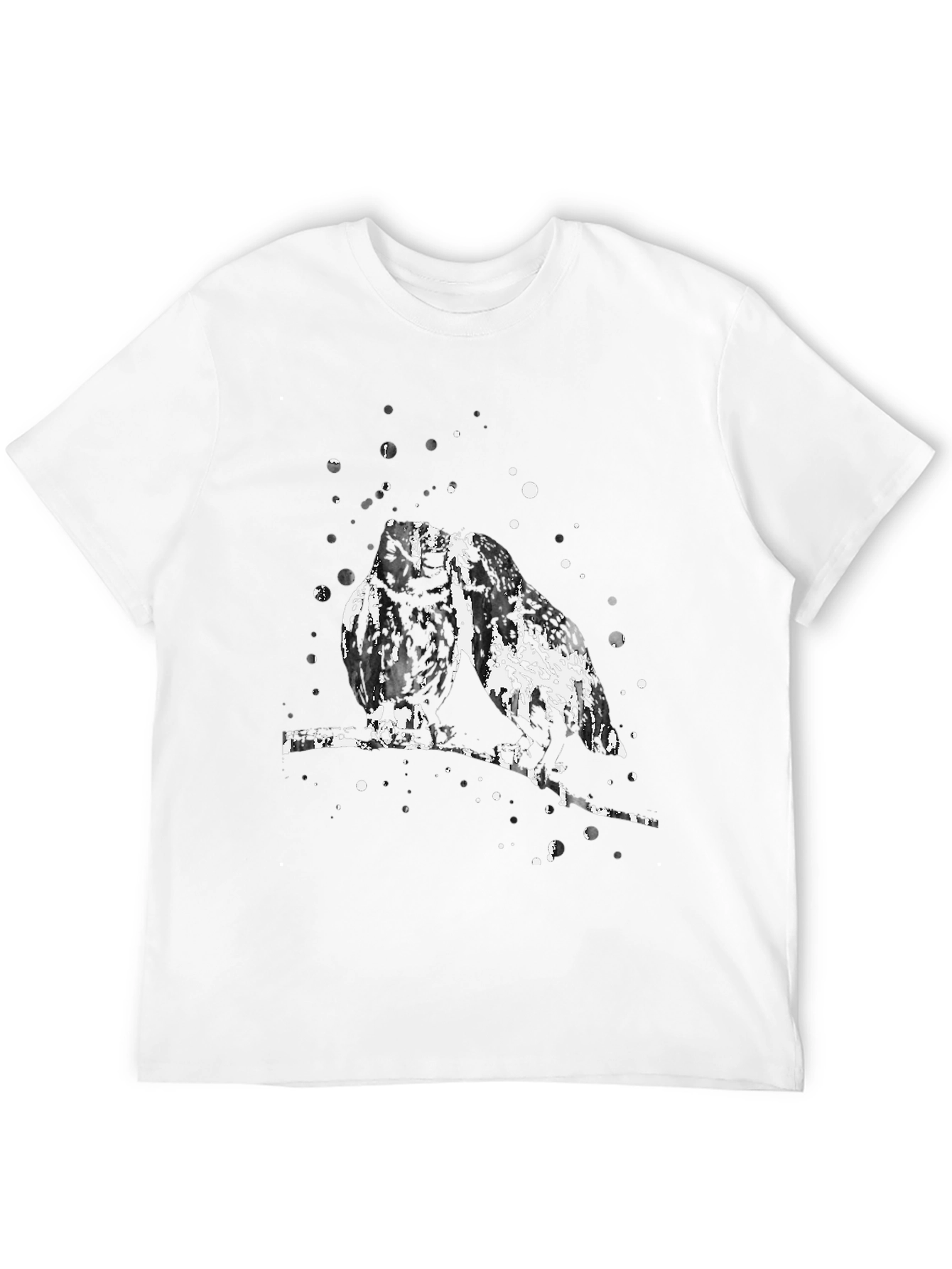 Black Abstract Owl Print Black T-Shirt view 12