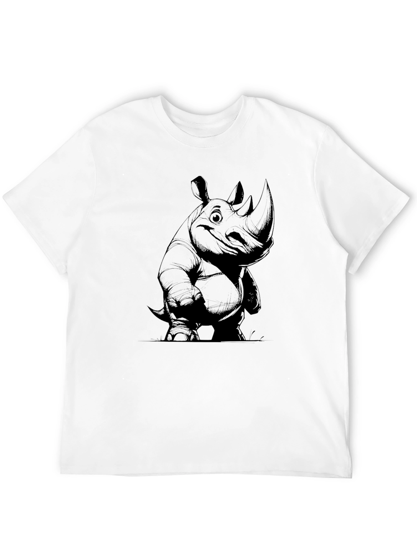 Black Rhino Graphic Tee - Black Cotton Casual Wear view 12