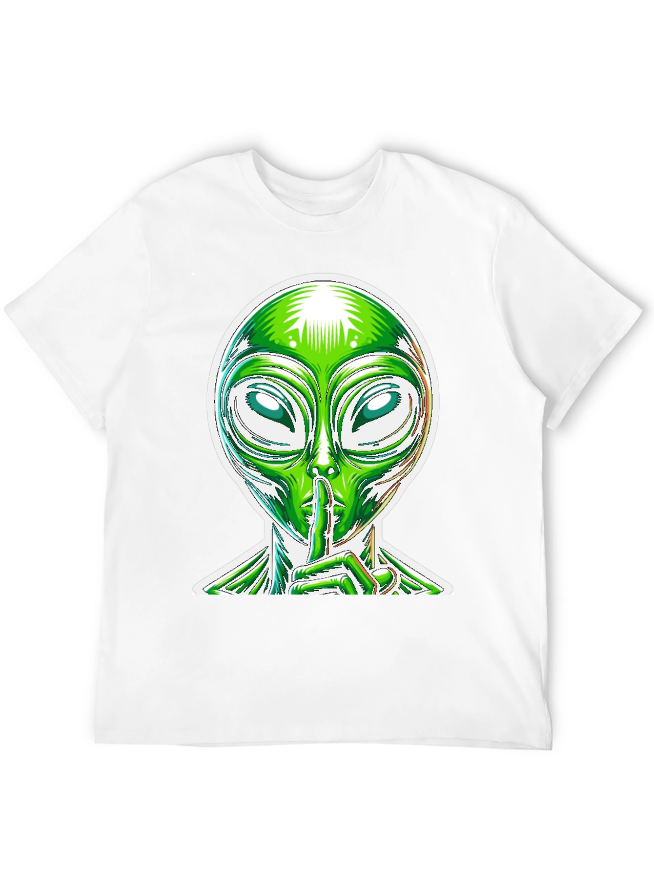 Black Alien Shhh Graphic Tee - Black Cotton Blend Shirt view 12