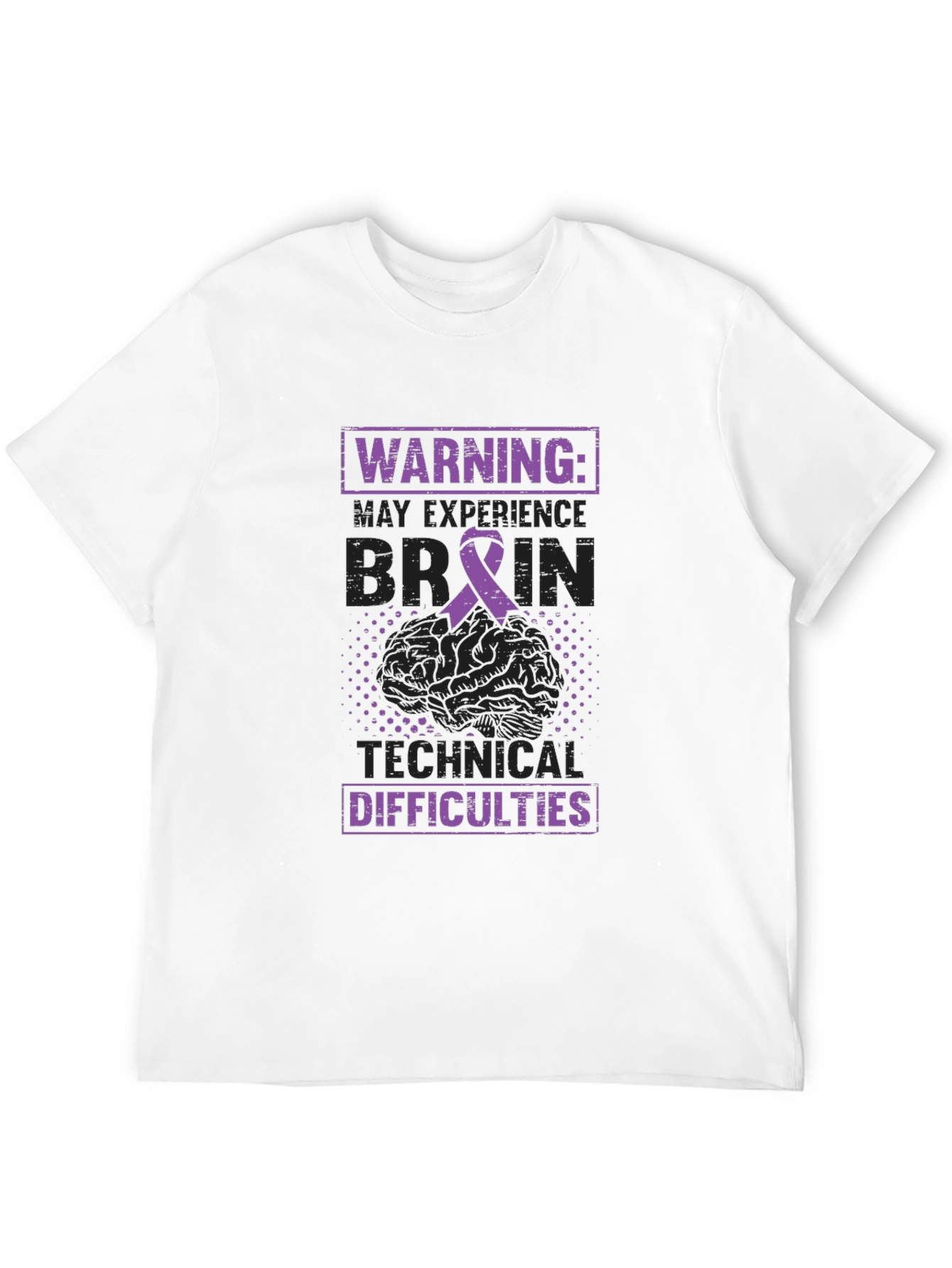 Black Warning Brain Technical Difficulties Awareness Tee view 12