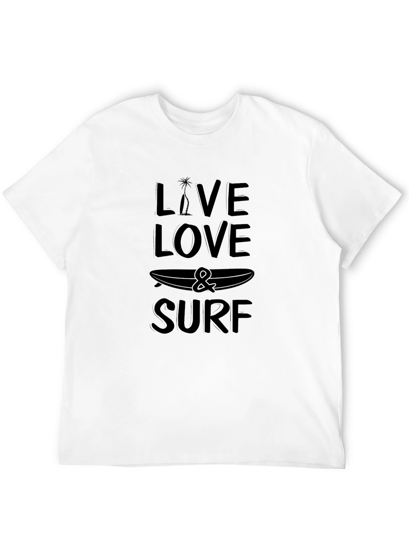 Black Live Love Surf Graphic Tee - Black Cotton T-Shirt view 12