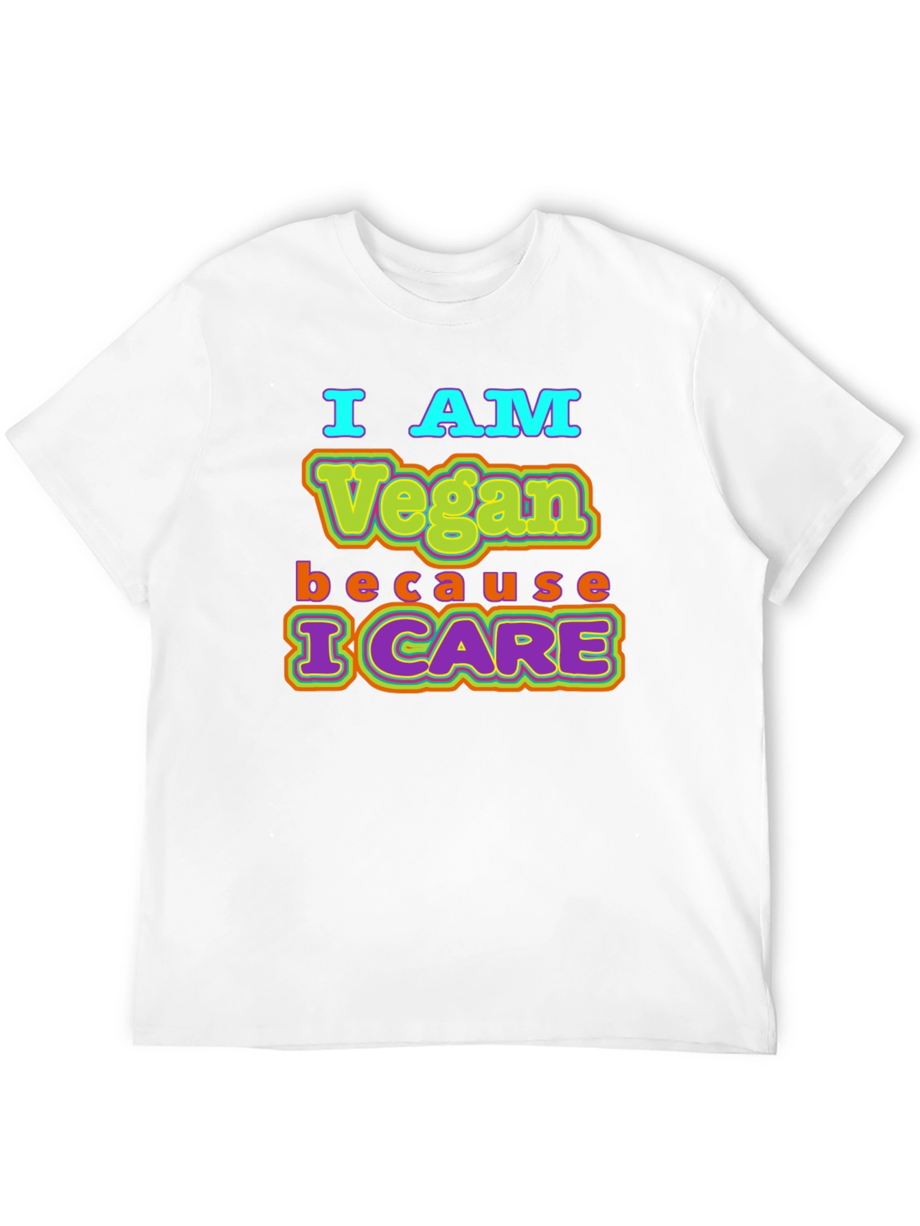 Black I AM Vegan Because I CARE Black T-Shirt view 12