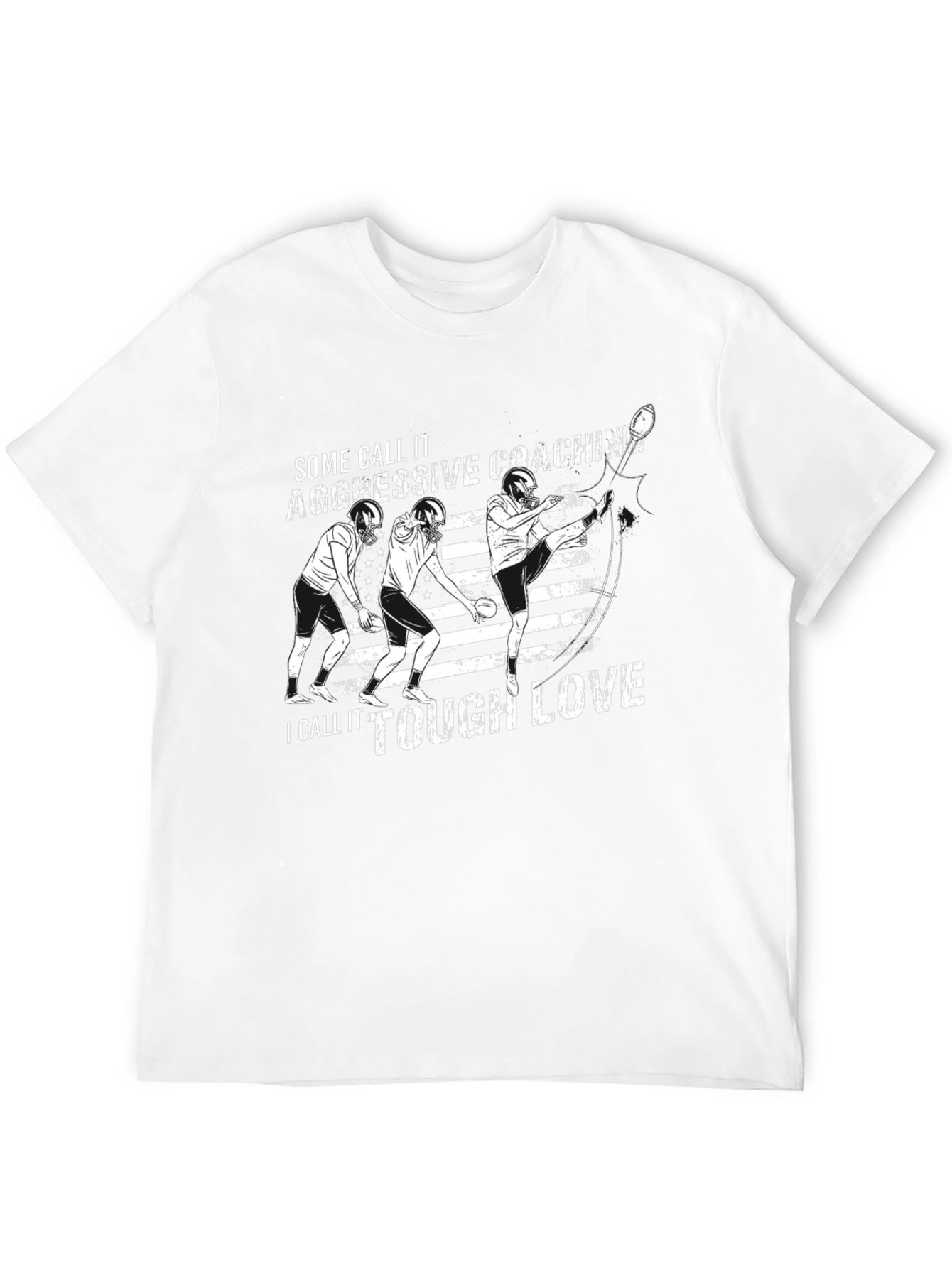Black Aggressive Coaching Tough Love Football T-Shirt view 12