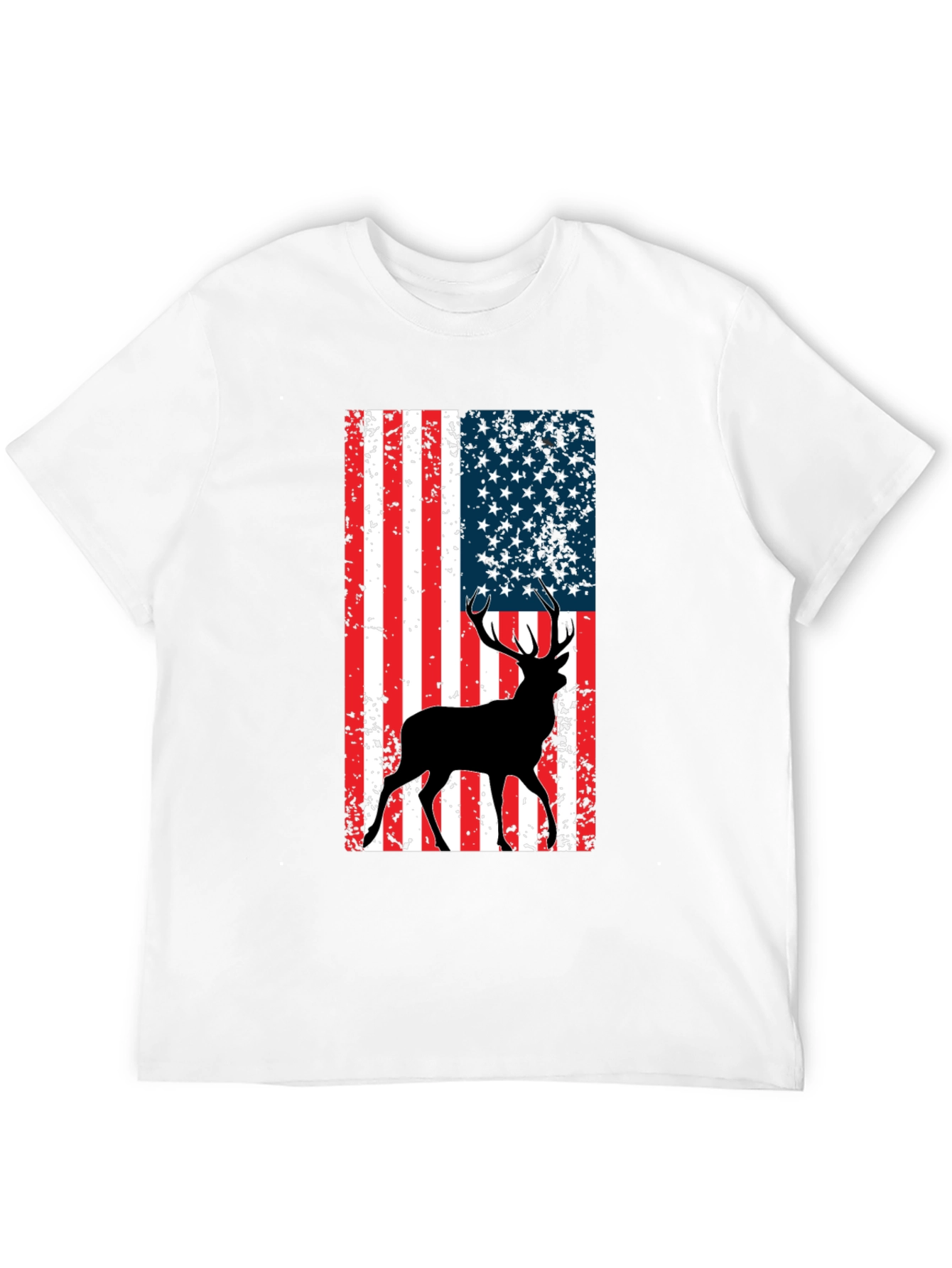 Black American Flag Deer Graphic Tee - Black view 12