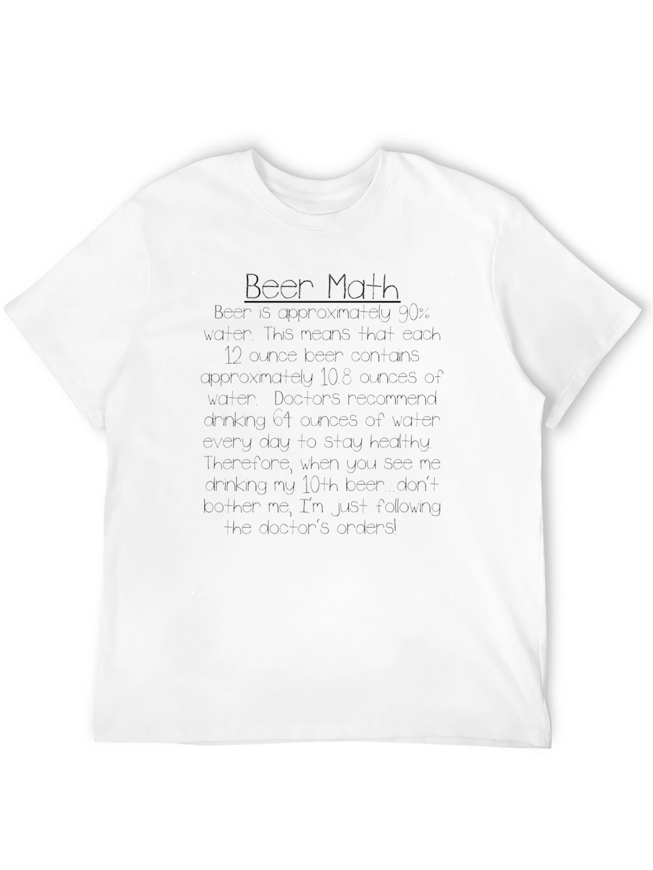 Black Funny Beer Math T-Shirt - Doctor's Orders Drinking Tee view 12