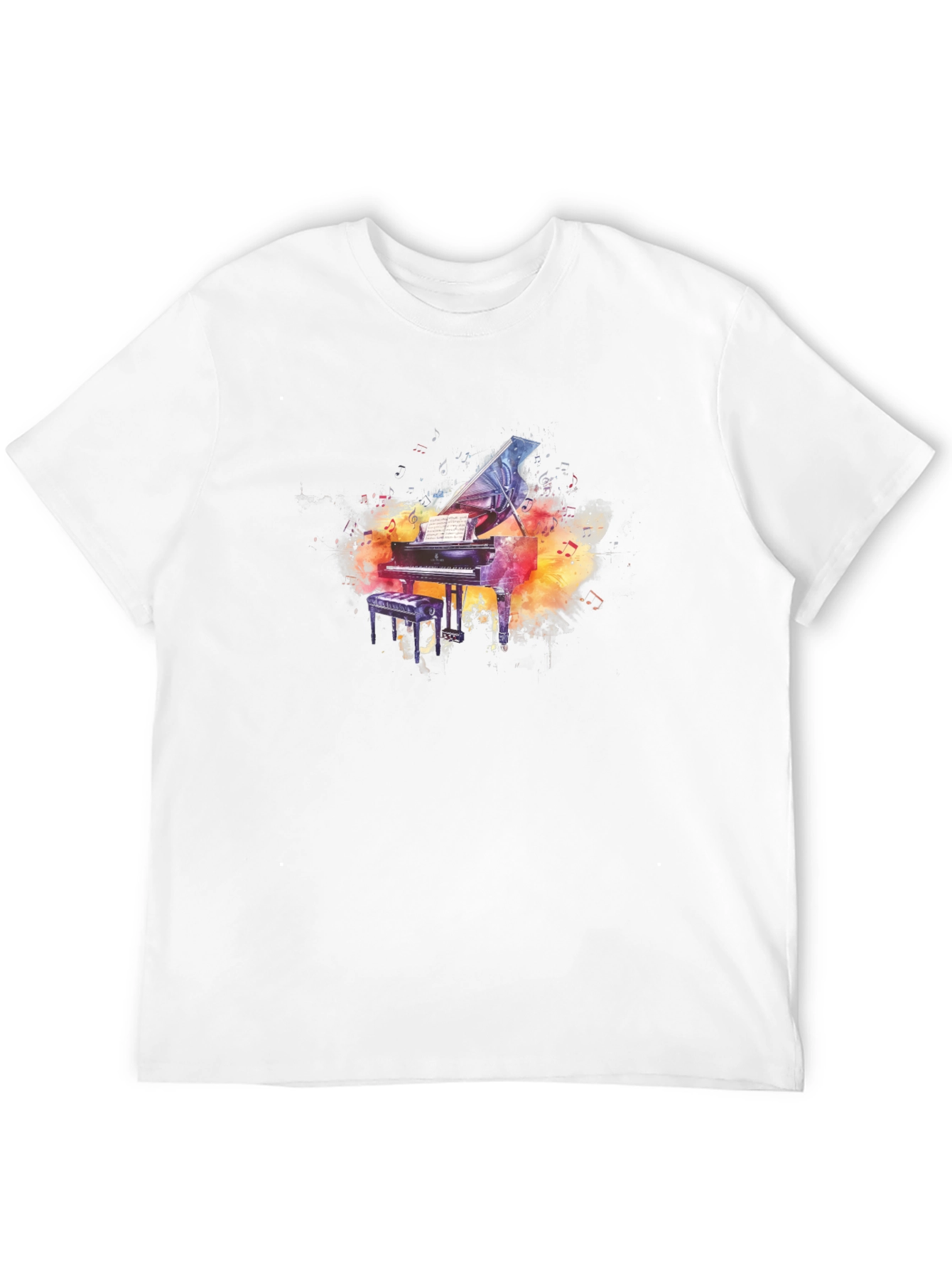 Black Grand Piano Watercolor Graphic Tee - Music Lover Gift view 12