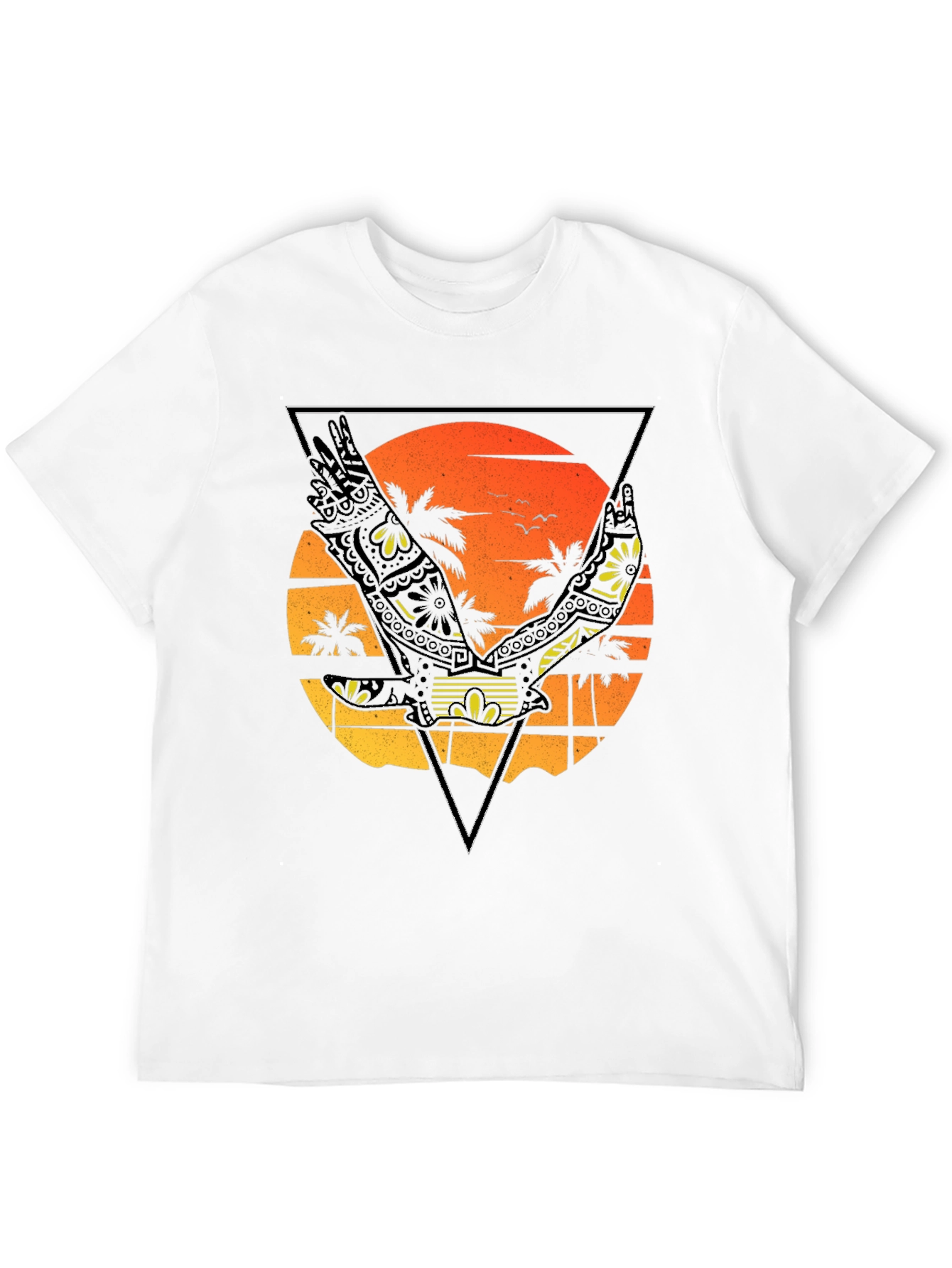 Black Sunset Beach Eagle Graphic T-Shirt view 12