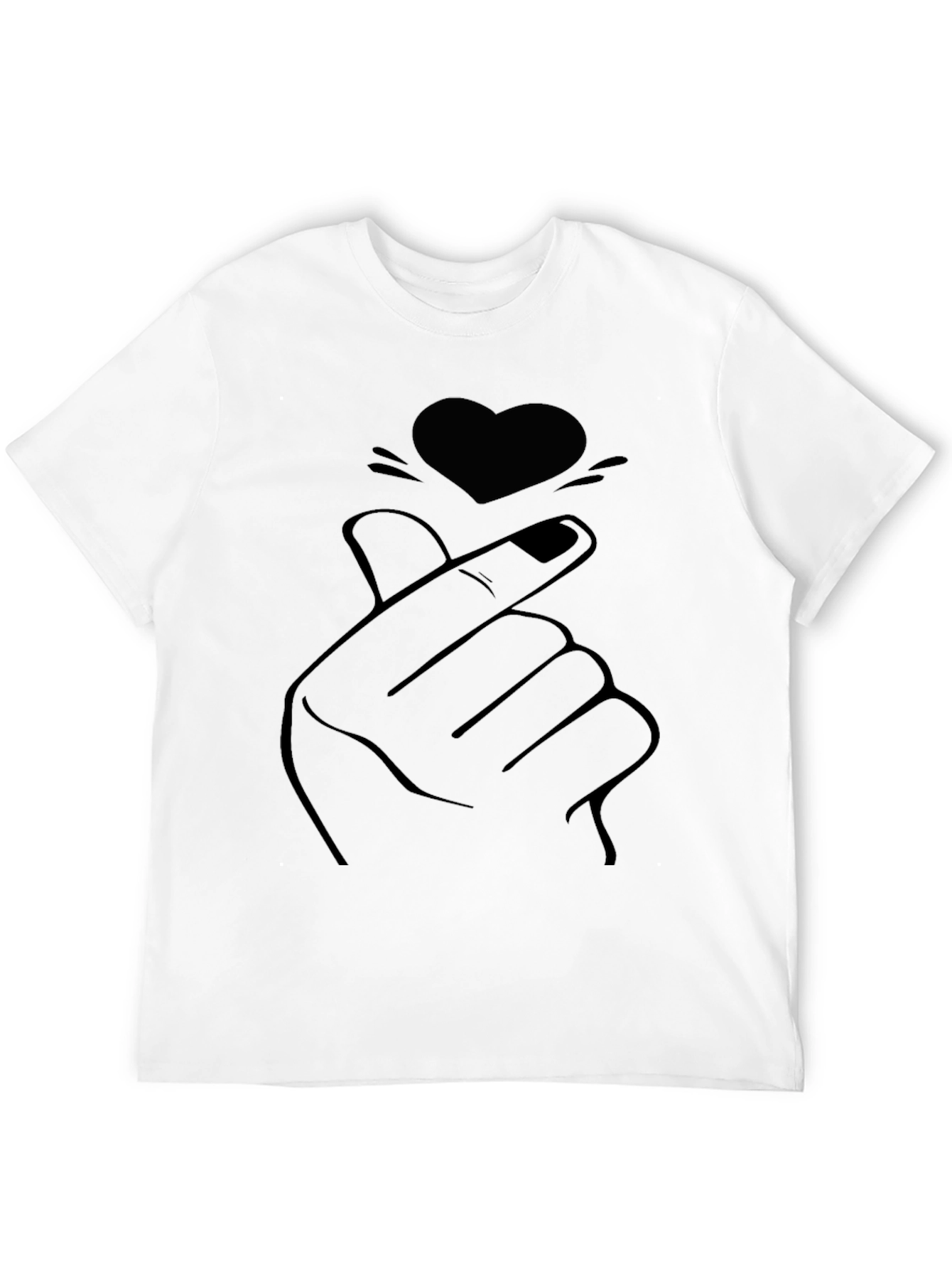 Black Heart Finger Gesture Graphic T-Shirt - Trendy Minimalist Tee view 12