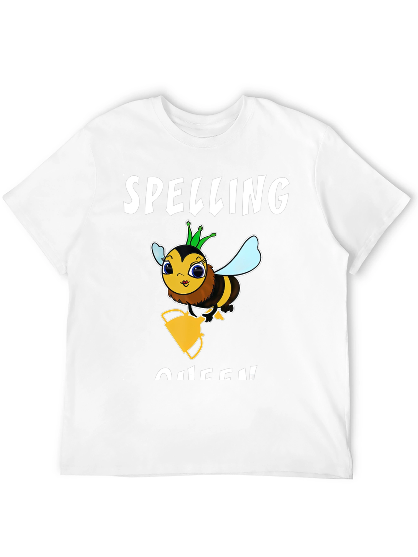 Black Spelling Bee Queen Graphic T-Shirt - Black Cotton Tee view 12